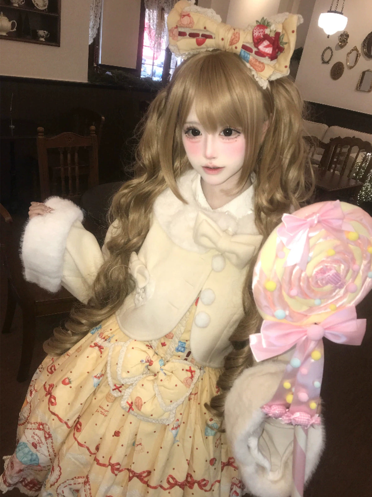 Rabbit Heart Knot - Sweet Lolita Winter Short Coat, Detachable Bunny-Ear Collar 45891:866903