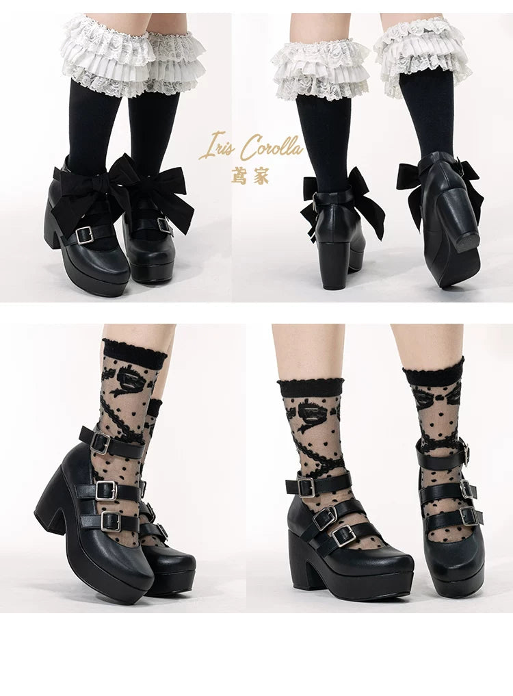 Custom-B - Gothic Lolita Heel Shoes, Triple Buckle Straps 44691:818809