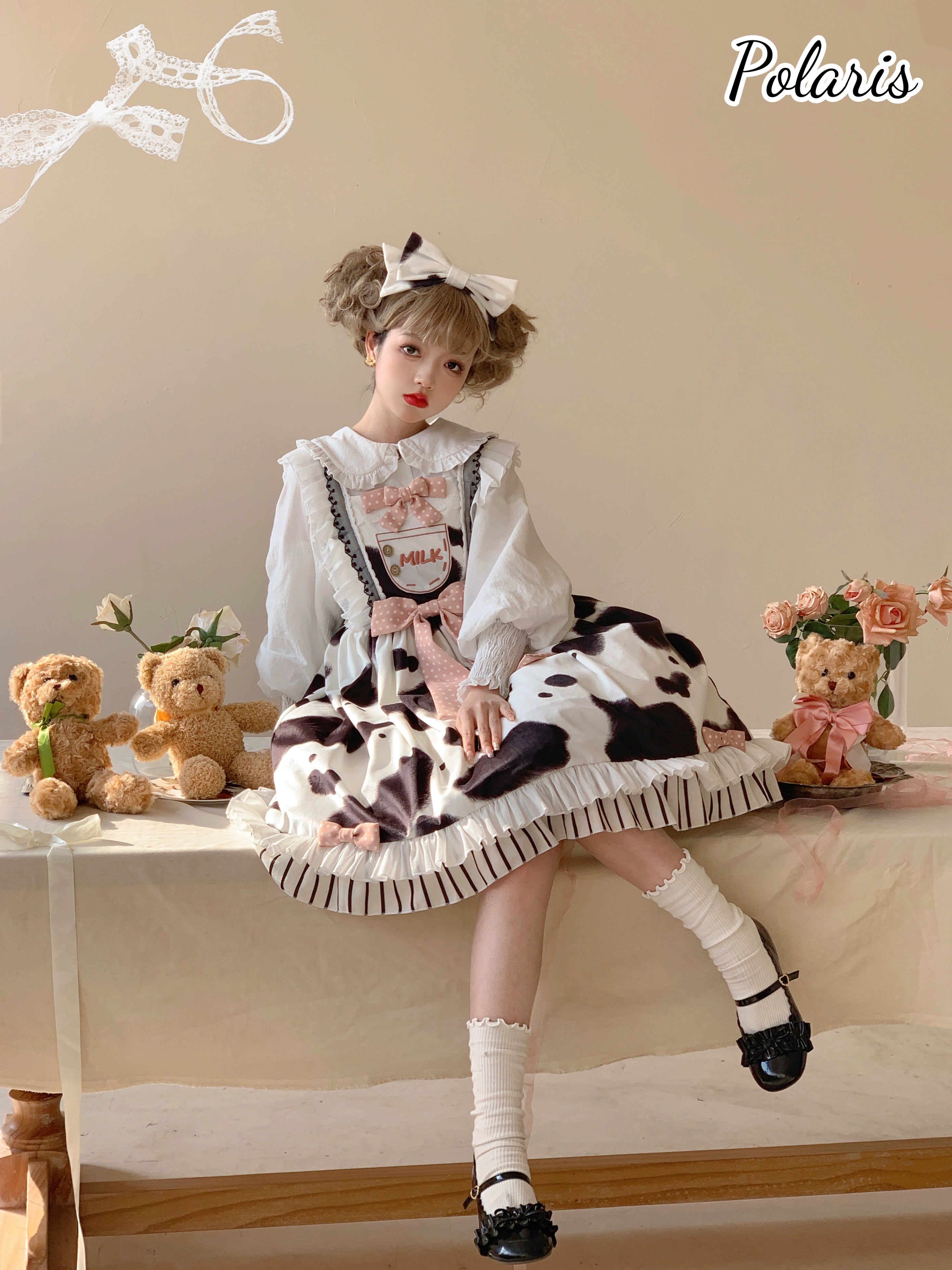 Polaris Lolita - Milky Dango - Cow Spot Kawaii Lolita JSK, Side Pockets 44304:803751