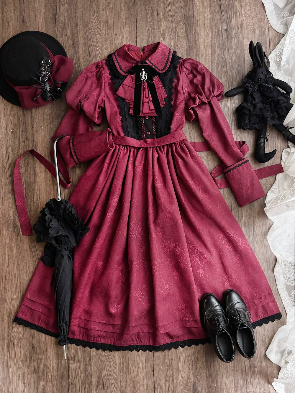 Blood Night Lantern - Jacquard Gothic Lolita Dress, Juliet Sleeve (2XL L M S XL XS) 44543:812300