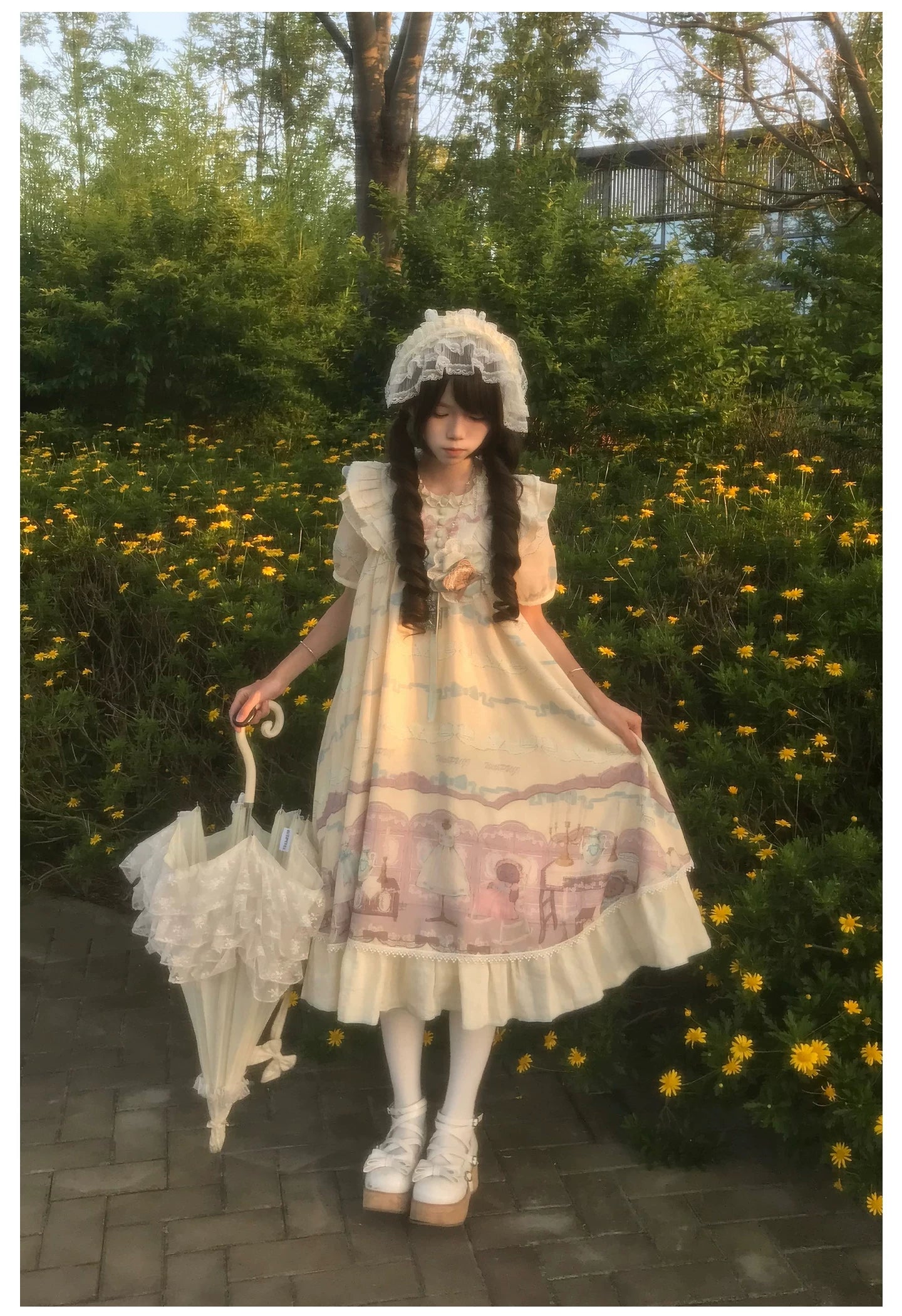 Brown Dollhouse SP - Kawaii Lolita Dollhouse Printed OP Dress with Embroidery 45551:855775