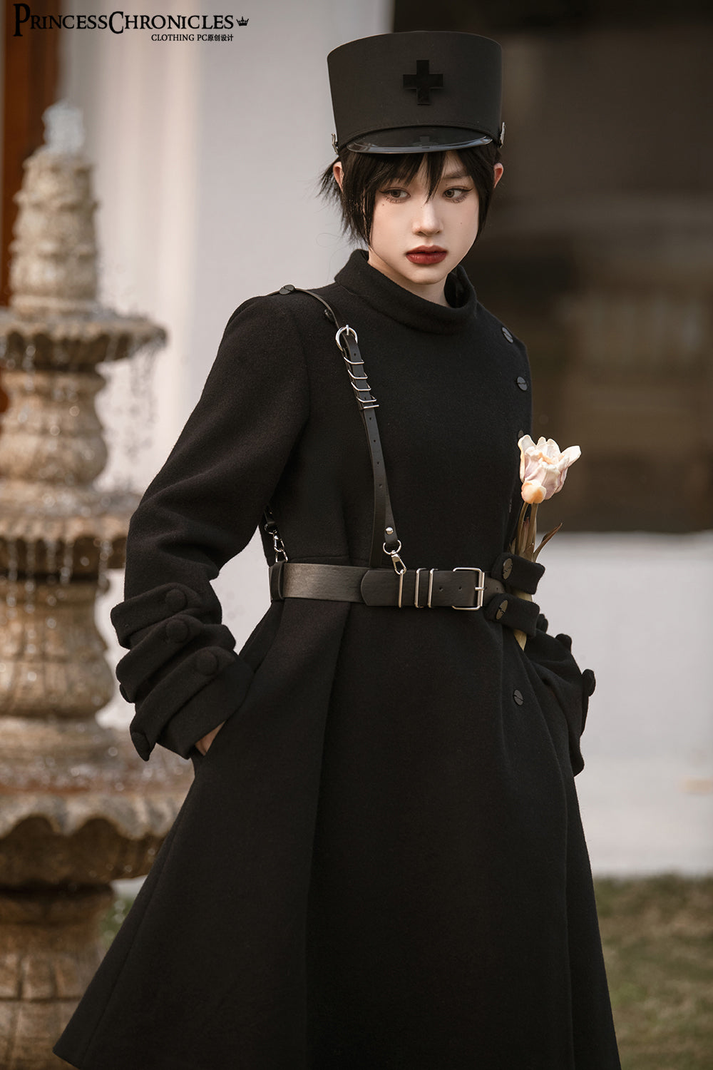 Ouji Lolita Winter Black Long Coat