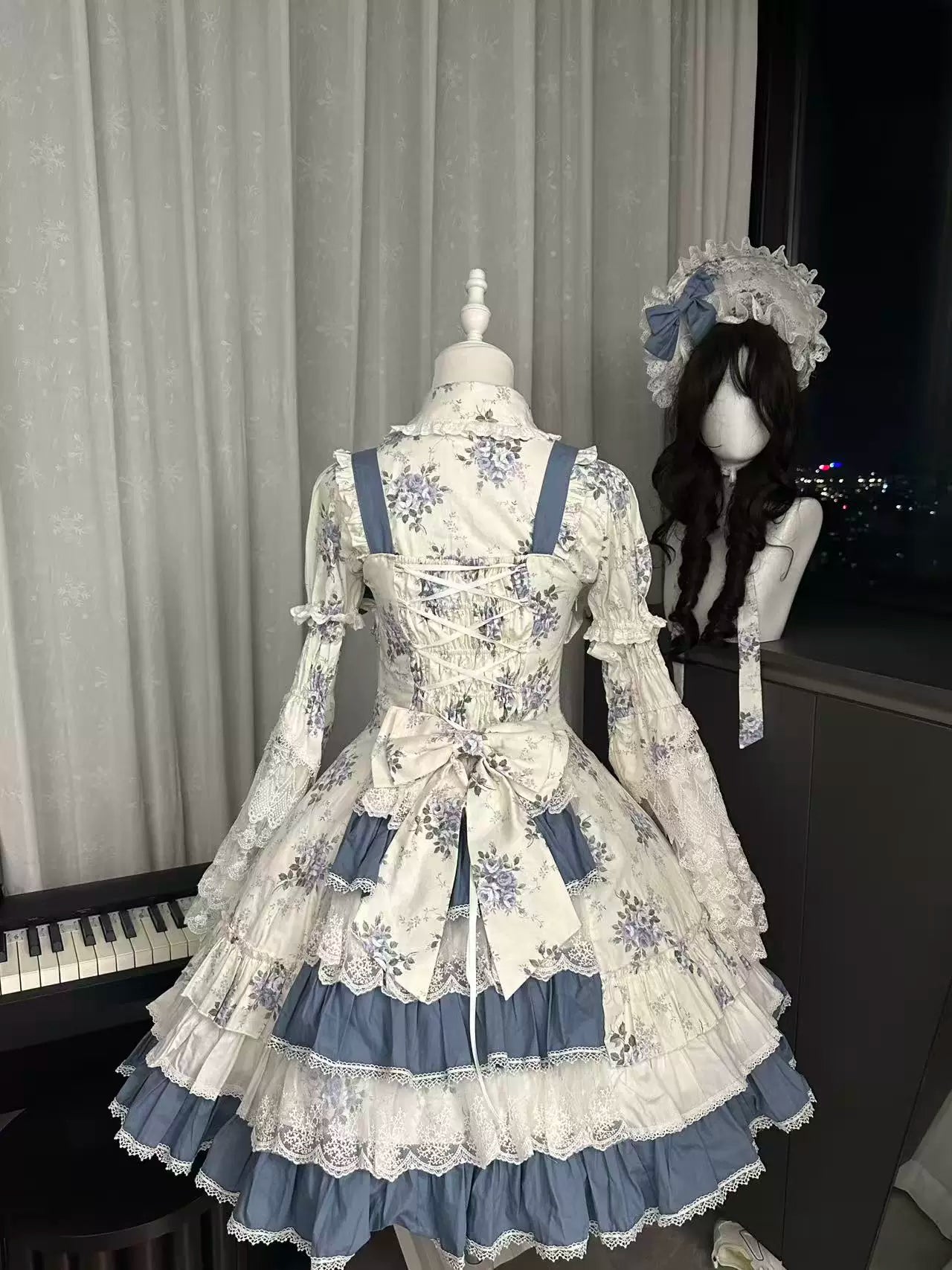 Falling Jacaranda Dream - Old School Lolita Jacaranda Printed JSK Dress 45732:859818
