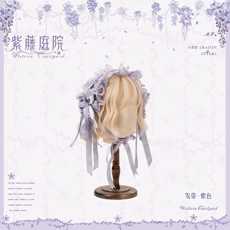 Wisteria Courtyard - Dreamy Purple Brooch and Headdress, Wisteria Accent Purple - Hairband Only One Size