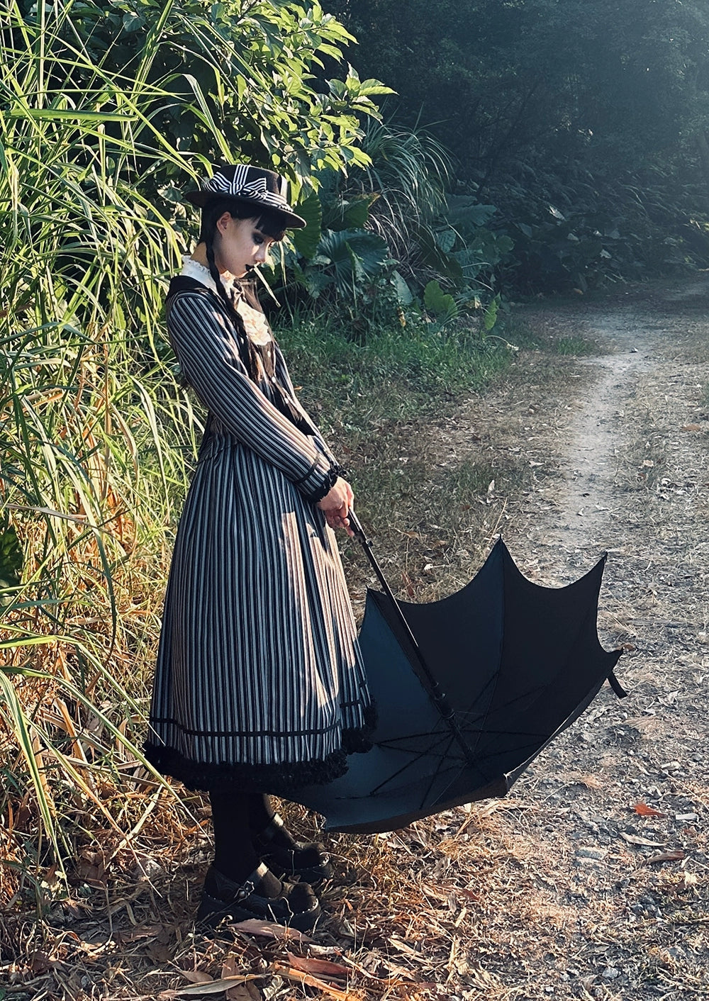 Miss Point - Classical Chocolate - Classic Lolita Skirt Elegant Striped SK 40814:677018