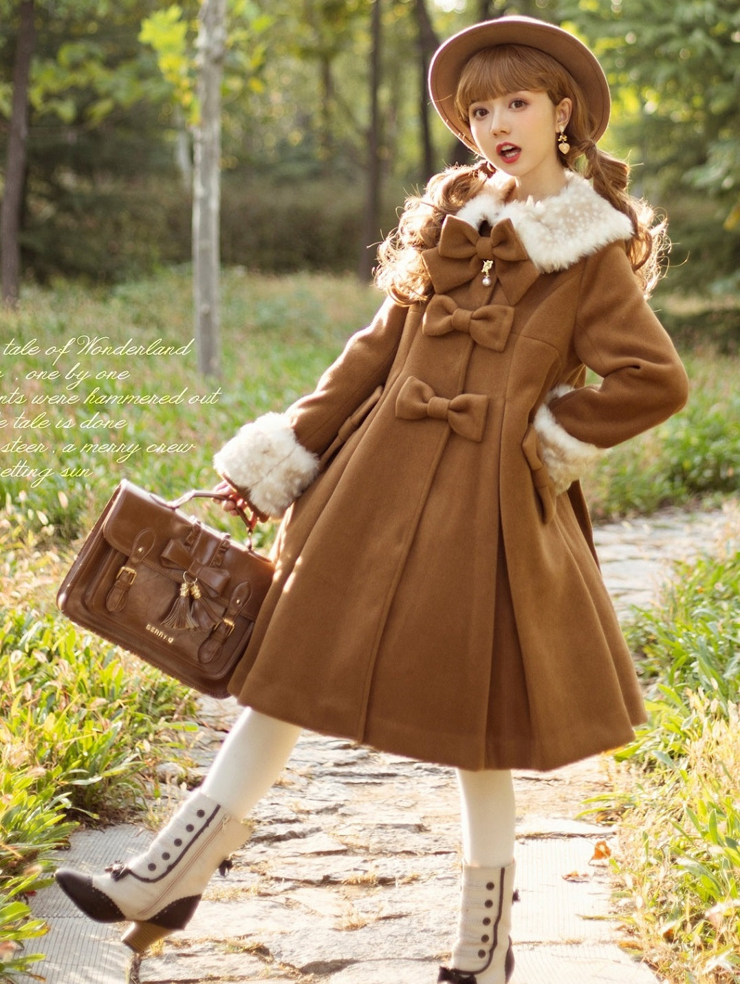 Unideer~Winter Lolita Coat Wool Bow Overcoat 32784:390082