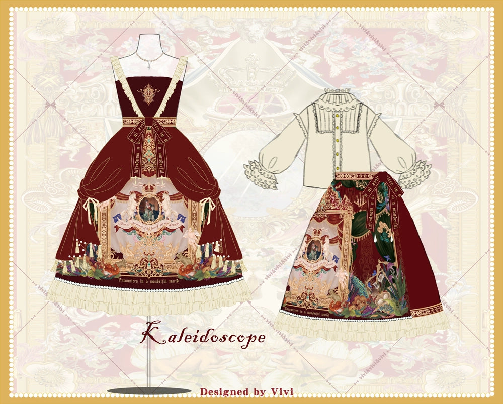 Miss Point~Kaleidoscope~Retro Lolita Dress Oil Painting Print JSK Dress Customized 35394:488348