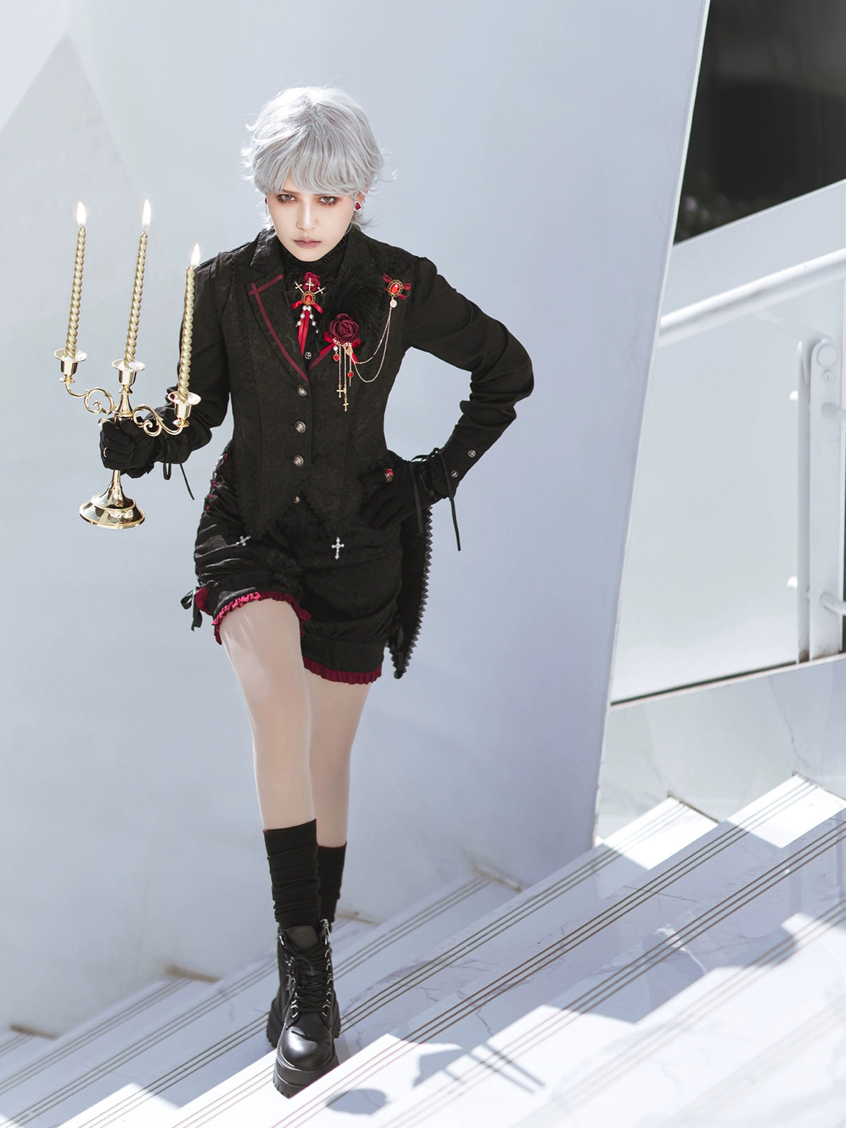 (BFM)Luna Planetarium~Evil Fang~Gothic Lolita JSK Suit Ouji Lolita Shorts Suit 36838:531772