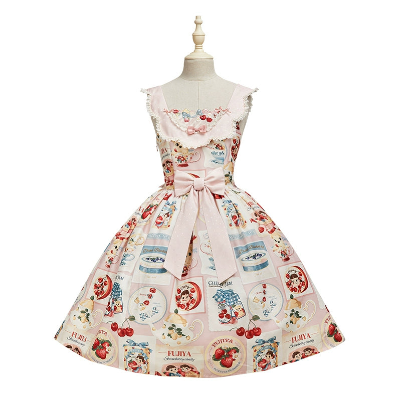 Summer Fairy - IP Collab Kawaii Lolita JSK Shirt Candy Box Hat One Size Petal Collar JSK - Pink