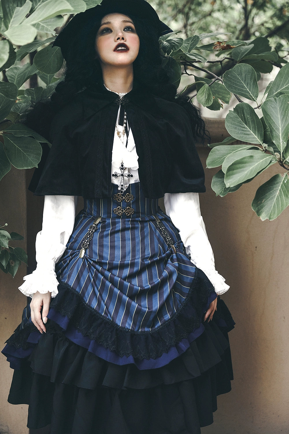 (Buyforme)Miss Point~Customized Lolita Elegant Striped High Waisted Fishbone SK 21544:312464