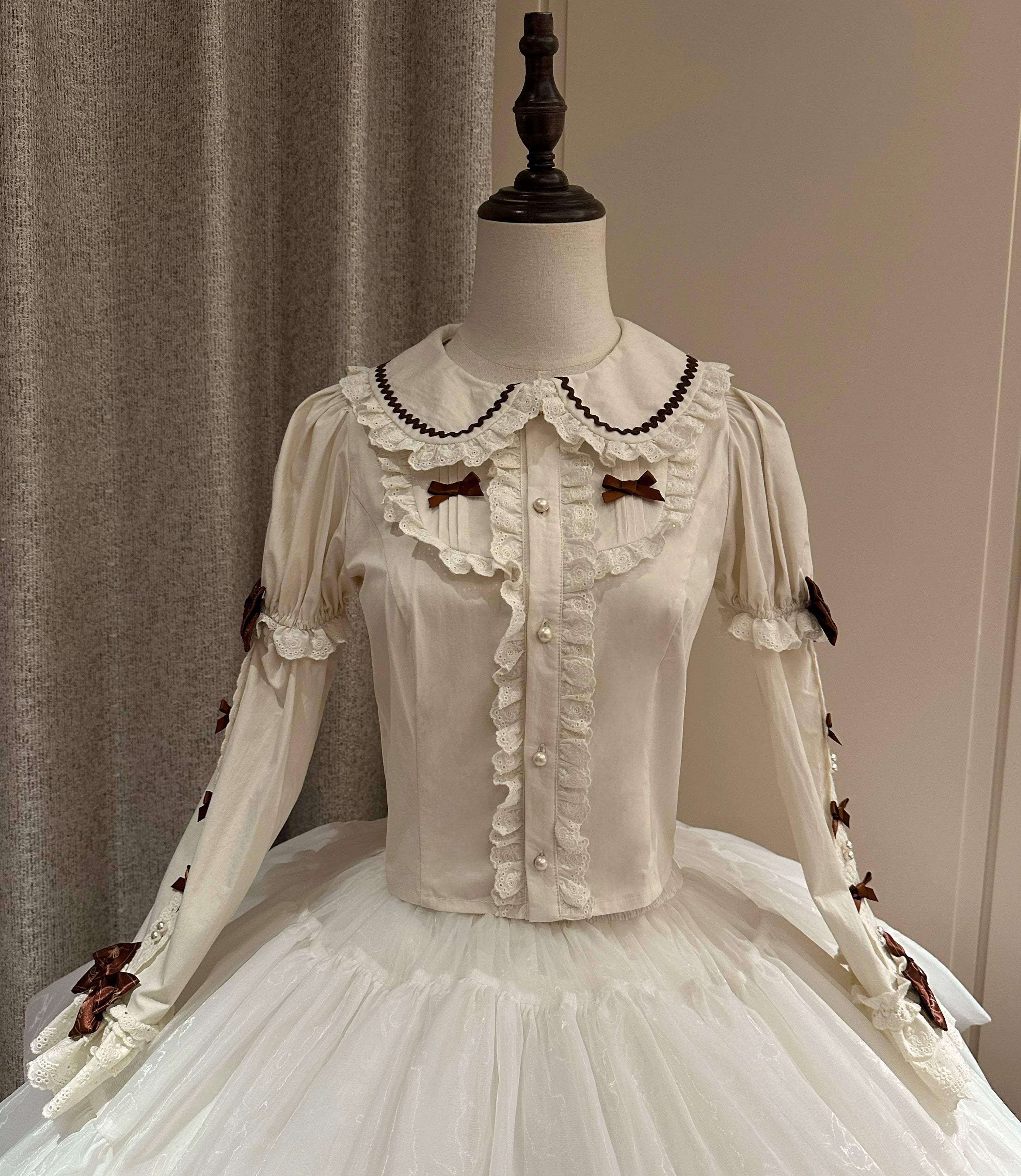 Little Bear Workshop - Primted Sweet Lolita Dress, Long Sleeved Blouse (2XL L M S XL) 44573:813773