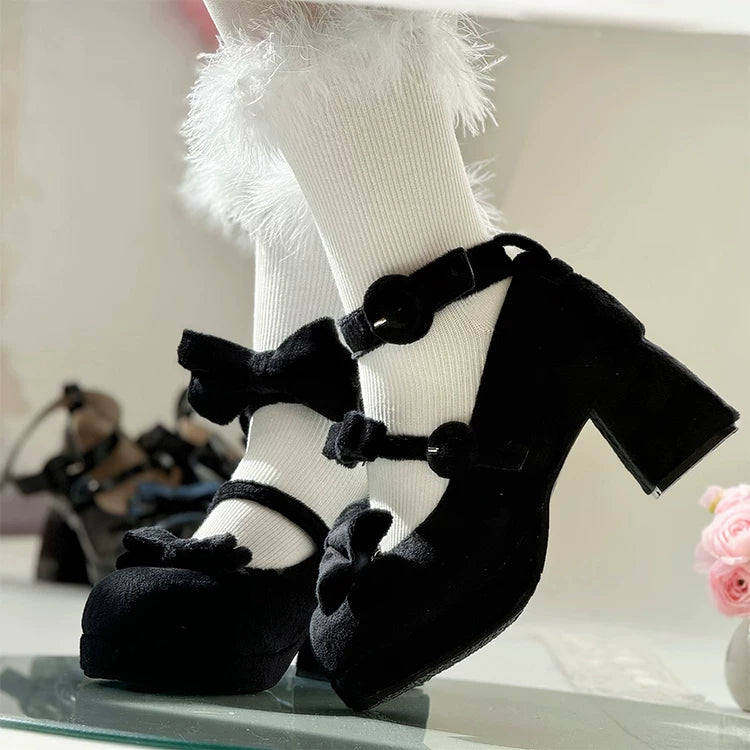 Covenant Doll - Sweet Lolita Chunky Heel Shoes, Detachable Bow