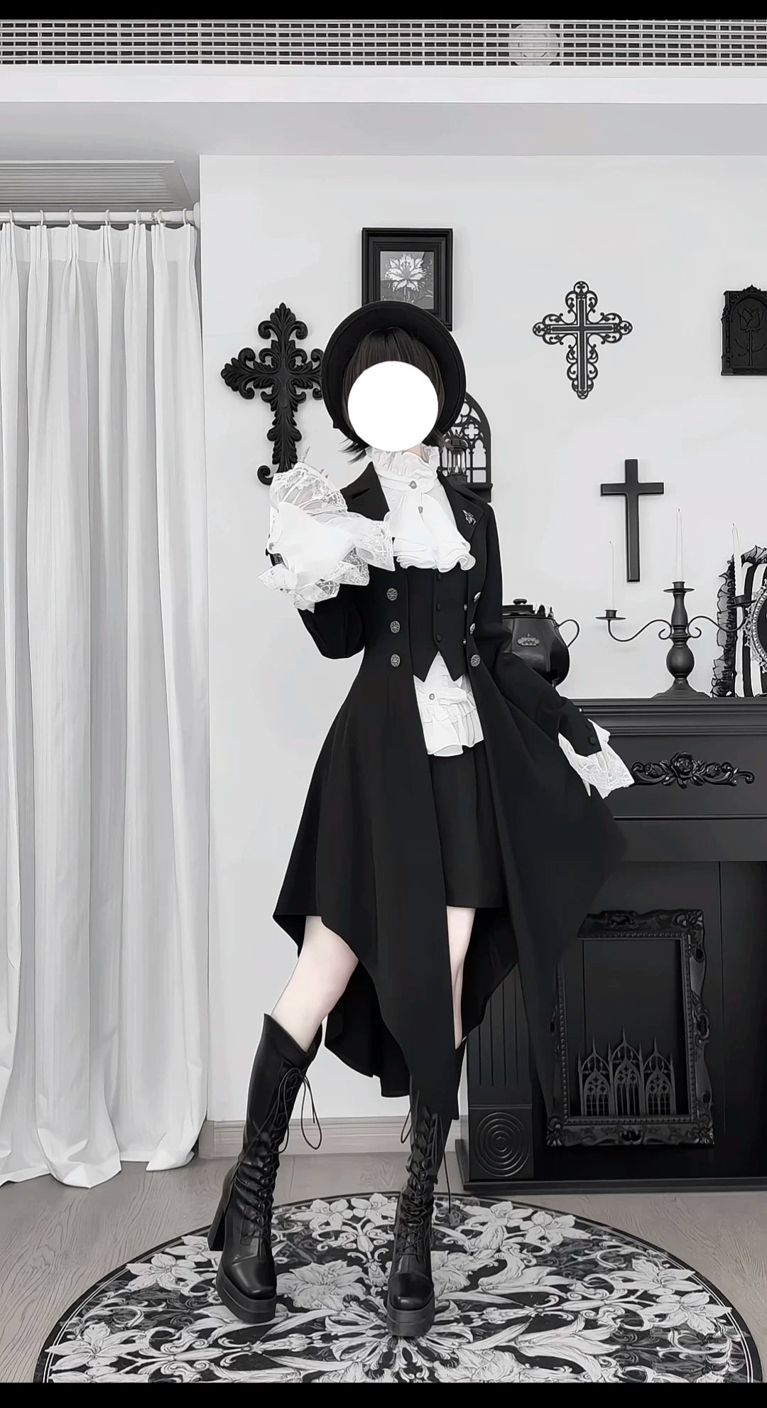 Eternal Night Butler - Gothic Lolita Coat & Blouse Set, Tailcoat Hem 46103:875264