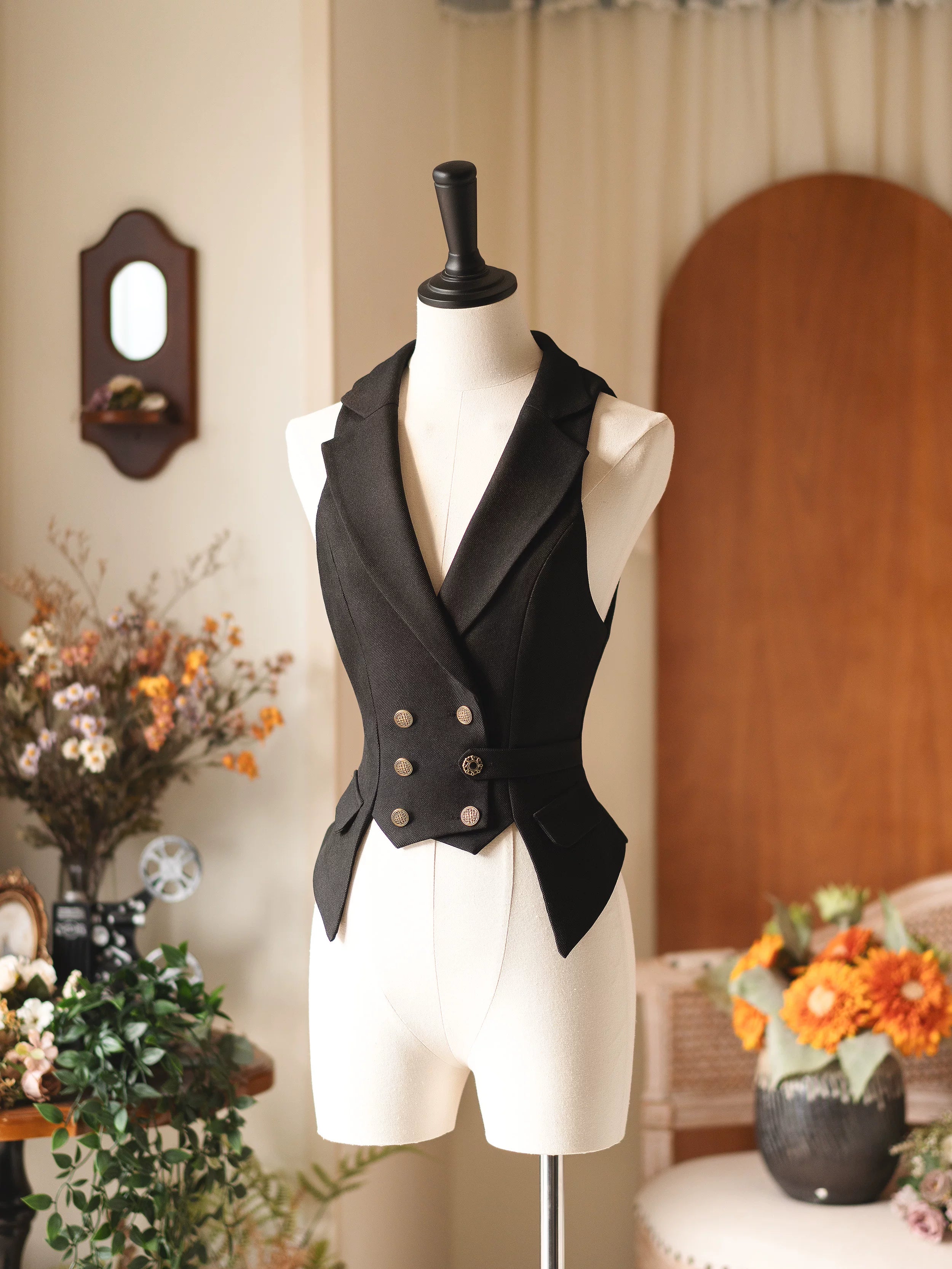 Forest Castle - Classic Lolita Long Striped Dress, Irregular Hem Vest (2XL L M S XL / In-stock Pre-order) 44441:809831