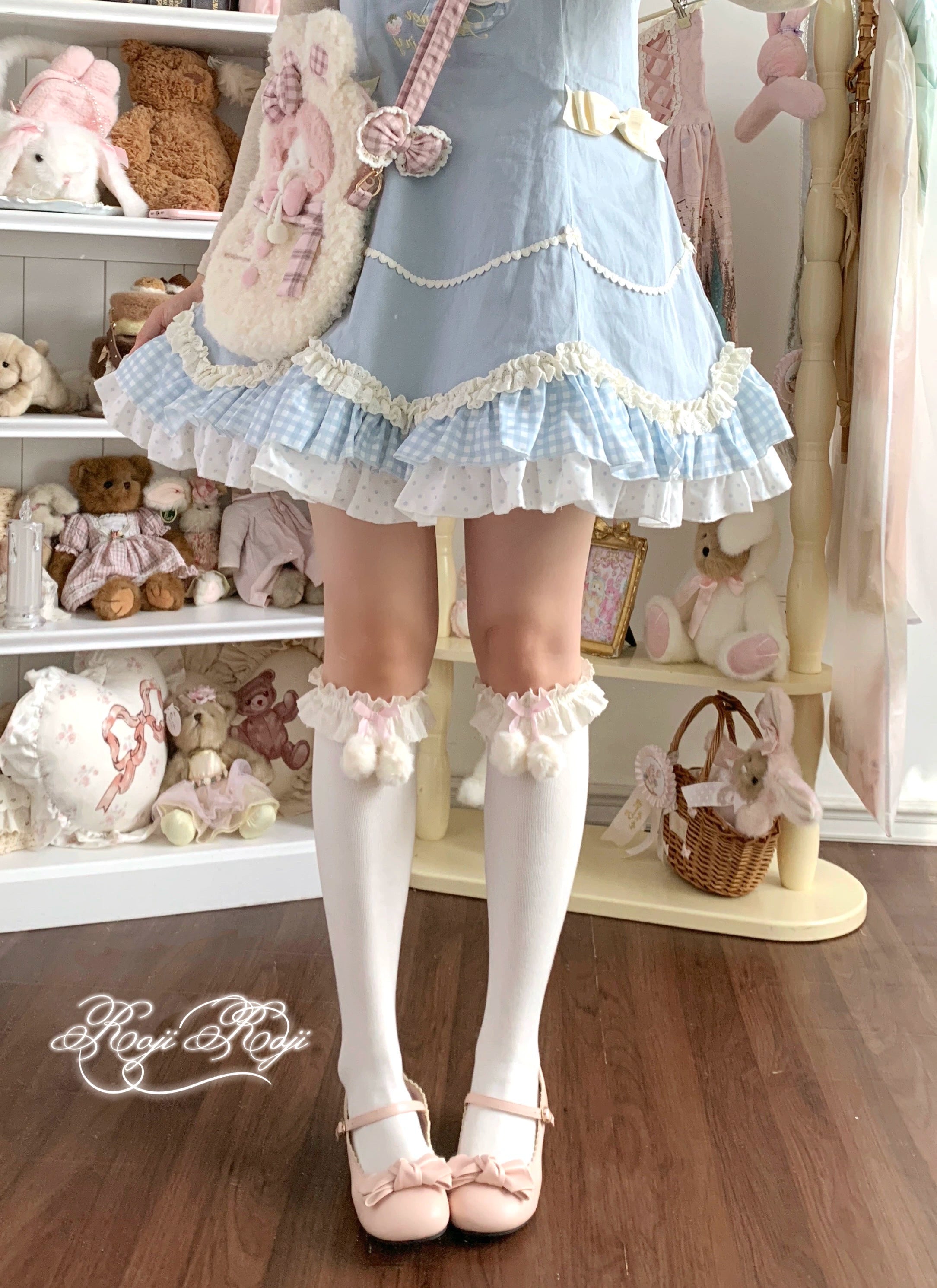 Roji Roji - Lolita Calf & Over-Knee Socks, Pom-Pom Accents 44347:804977