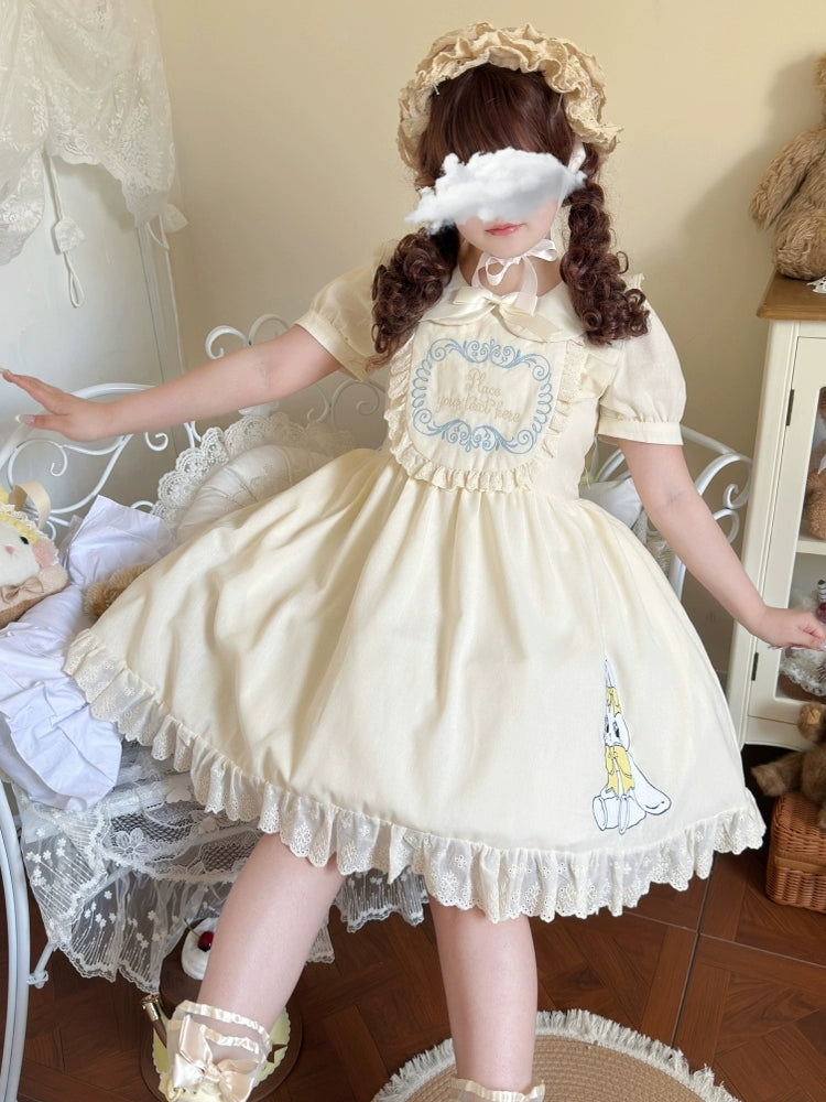 Niu Niu - Sweet Dream Bunny - Plus Size Kawaii Lolita Apricot OP