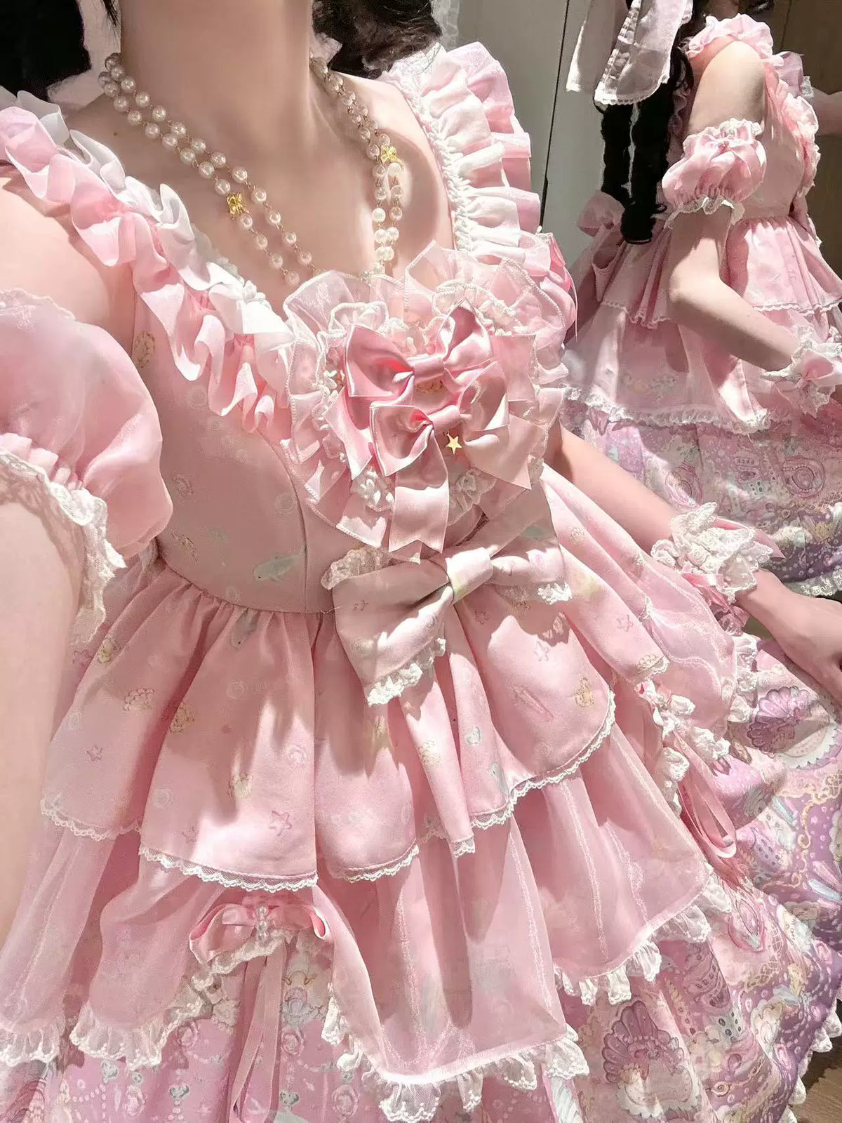 Dolphin Perfume Bottle - Sweet Lolita JSK & Halter OP, Dolphin & Perfume Bottle Print (L M S XL) 45944:868801
