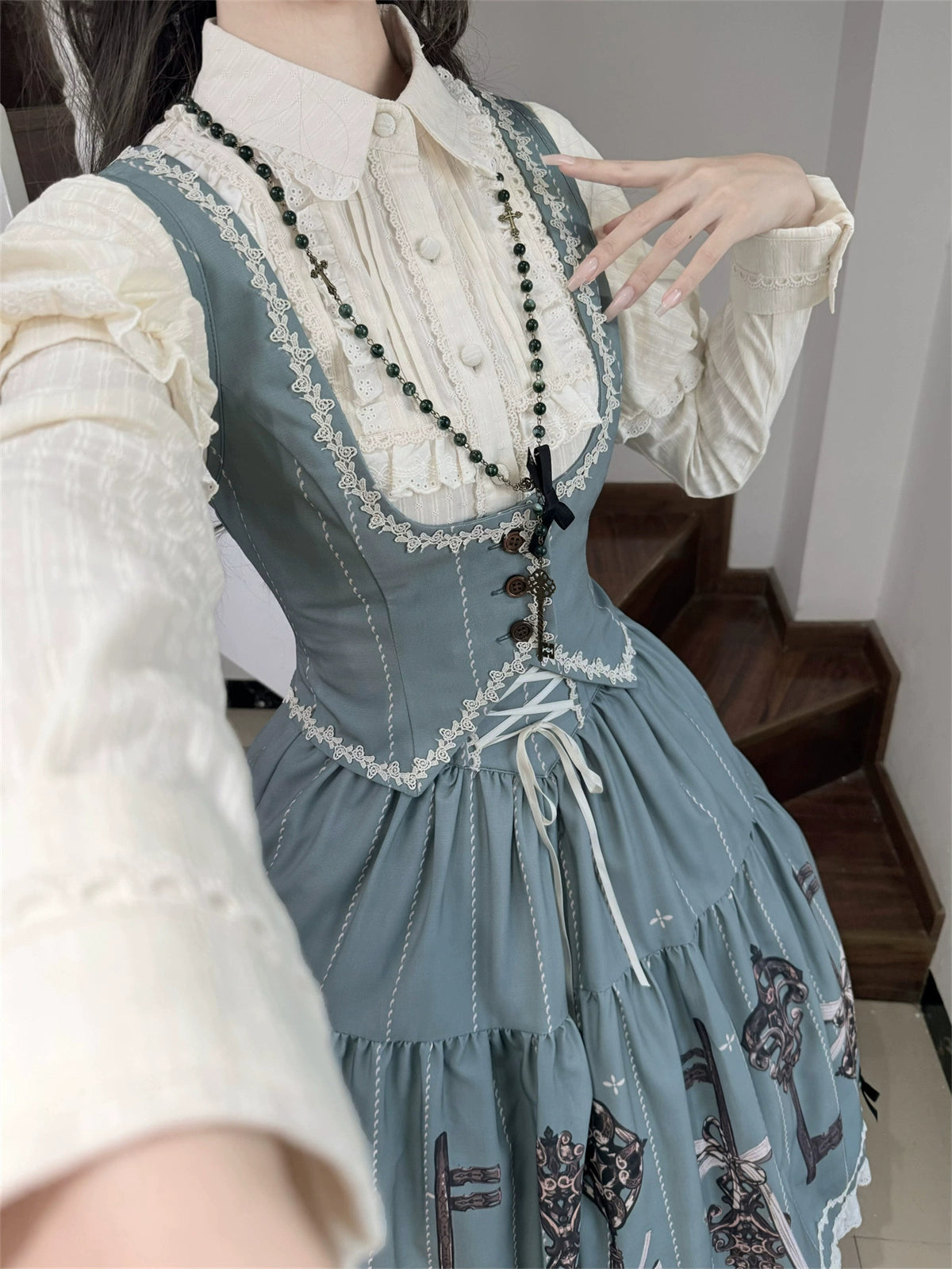 Uncle's Workshop - Secret Key - Classic Lolita Dress Suit, Key Print 43925:790948