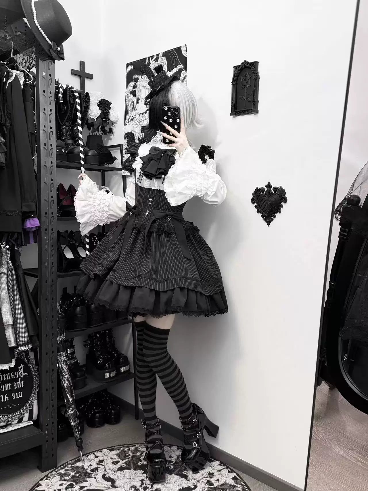 Moon Oath - Gothic Lolita Bust-supporting JSK Dress, Striped Style 44489:811258