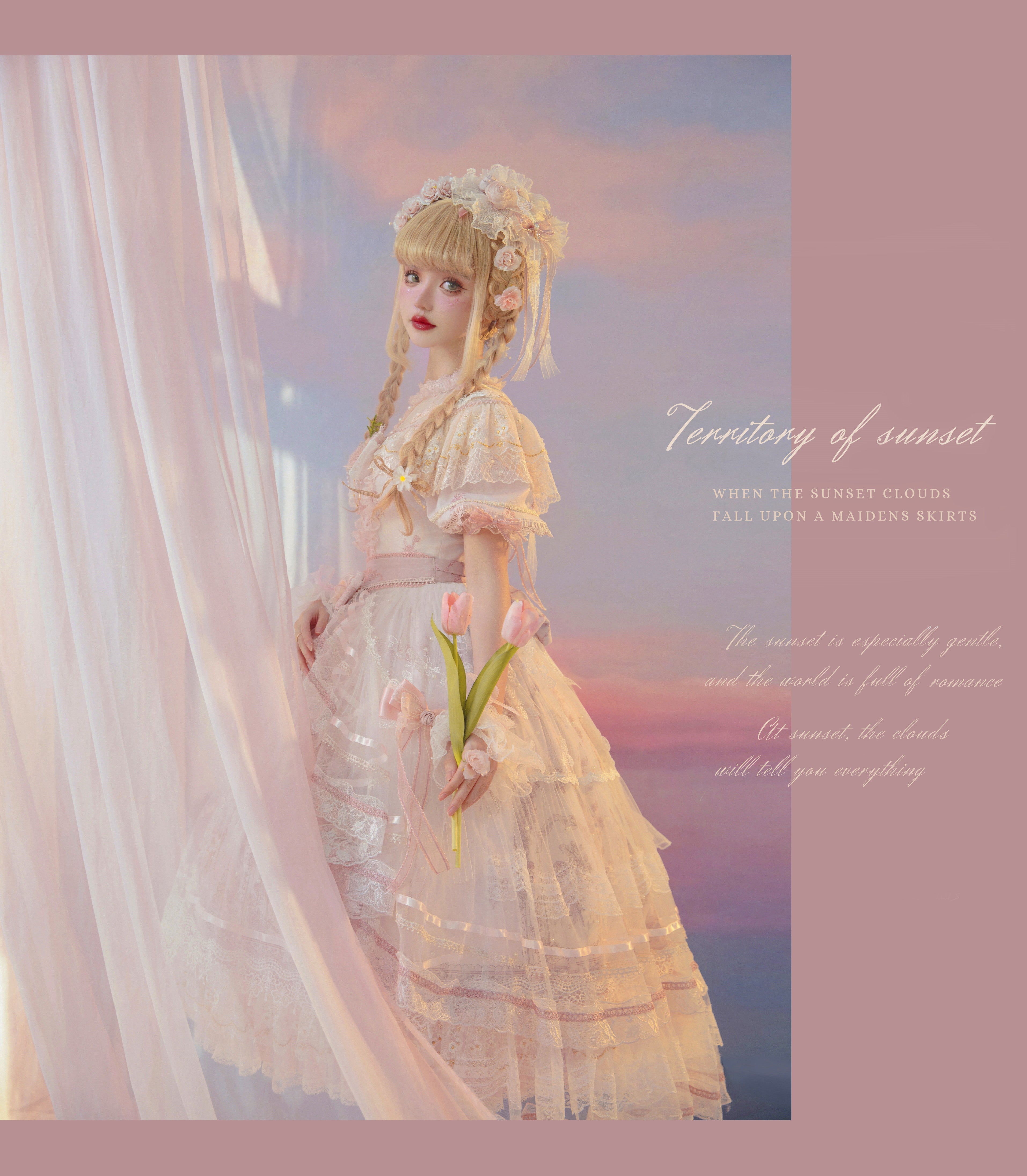 Garden Cat - Sunset Realm Lolita Bride Gorgeous OP FS