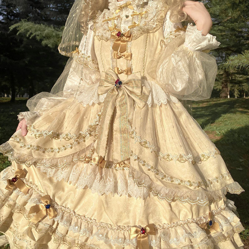 Puppet Night - Elegant Lolita Flounce Hemline Princess Dress Multicolors