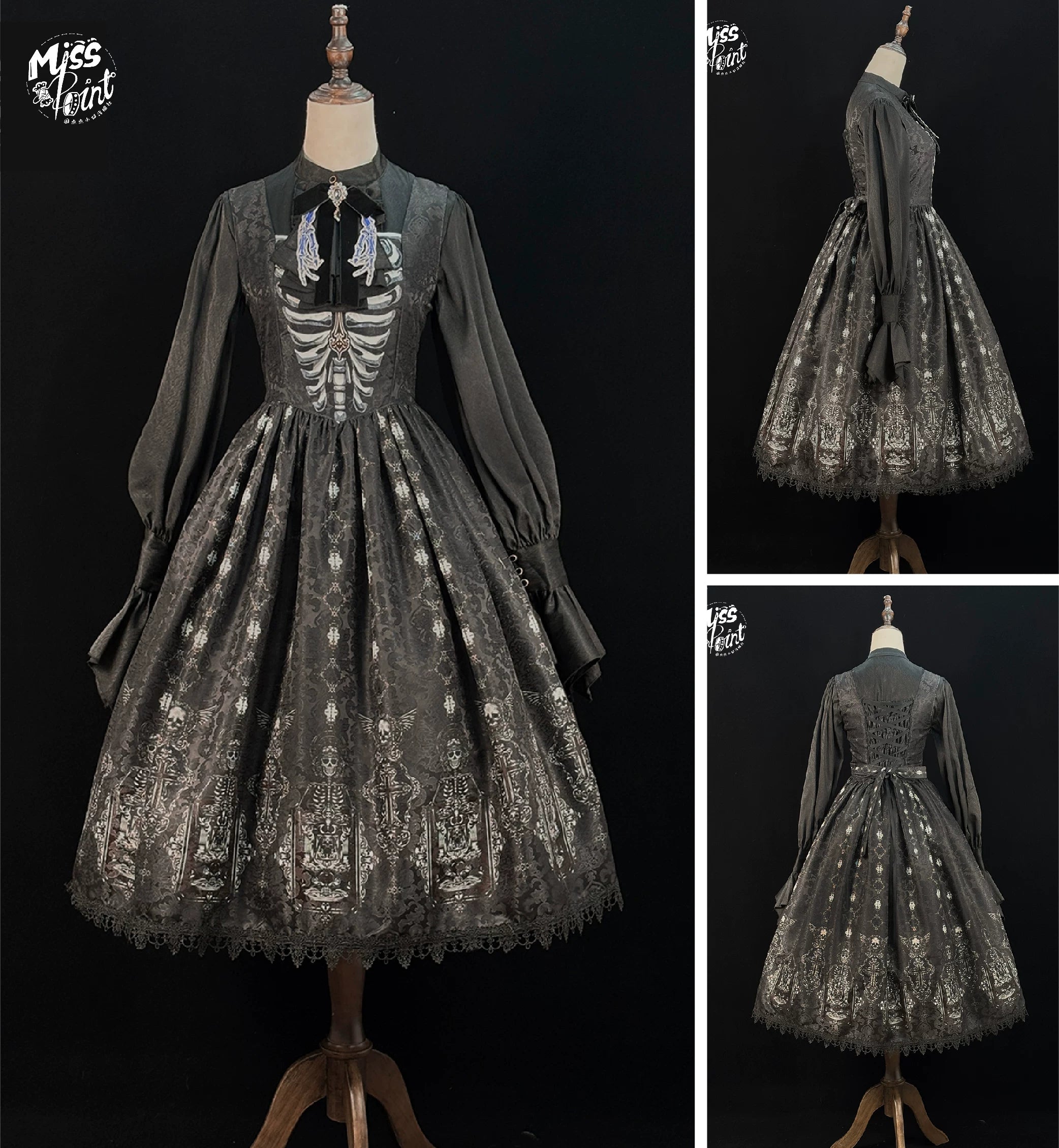Moonnight Return - Gothic Lolita JSK Dress, Skeleton & Cross Print 44638:816271