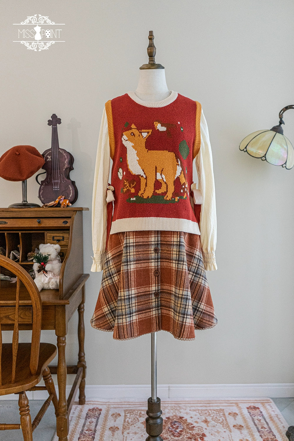 Miss Point~Fat Fox in the Forest~Kawaii Lolita Vest Customized Lolita Sweater 37100:550856