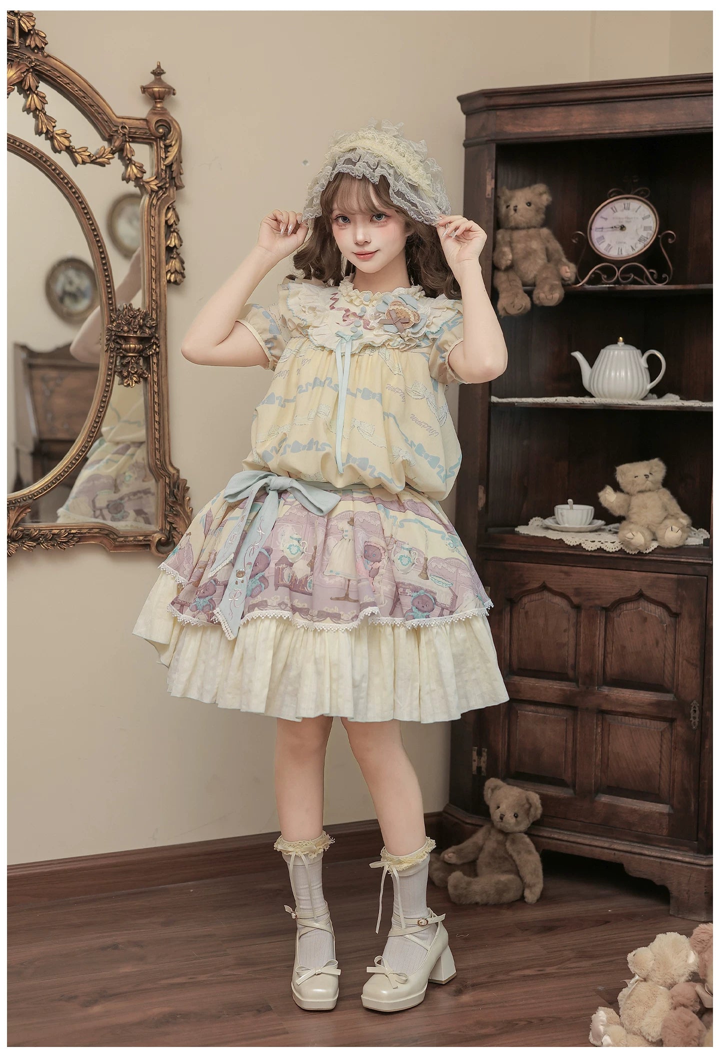 Brown Dollhouse SP - Kawaii Lolita Dollhouse Printed OP Dress with Embroidery 45551:855781