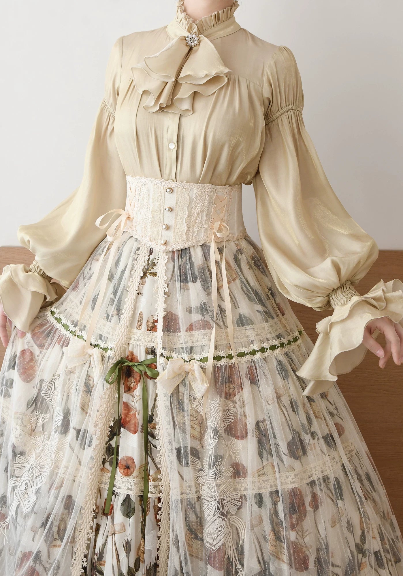 Moonlight in the Monastery - Classic Lolita Shirt, Detachable Jabot (L M S) 44846:825593
