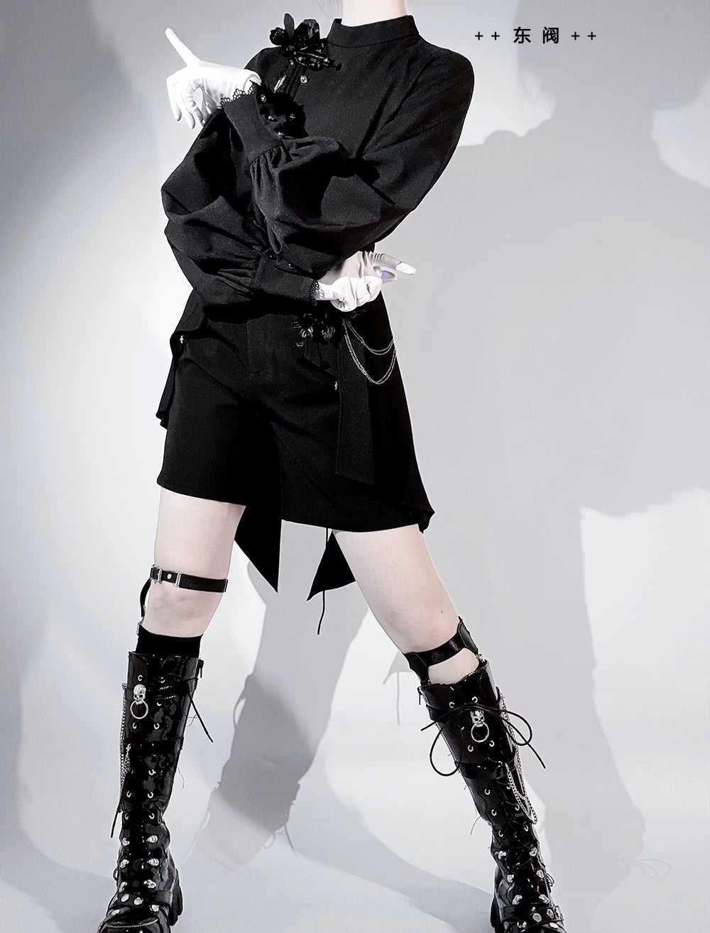 Rose's Will - Ouji Lolita Shirt, High-Low Hem Shorts