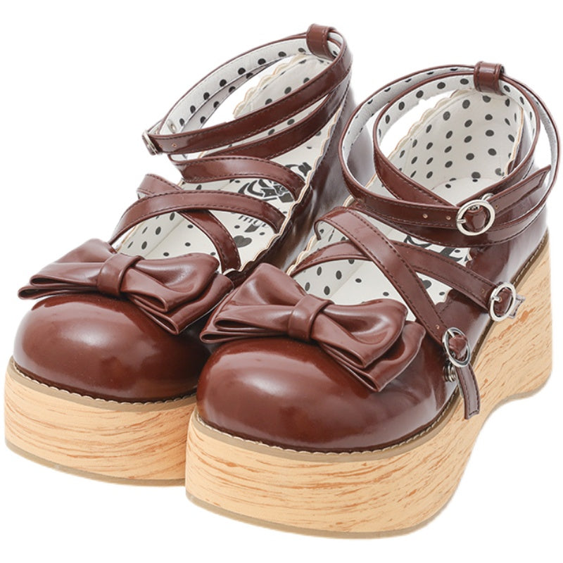 MODO - Sweet Lolita Round-Toe Platform Shoes 34 Brown-high heel