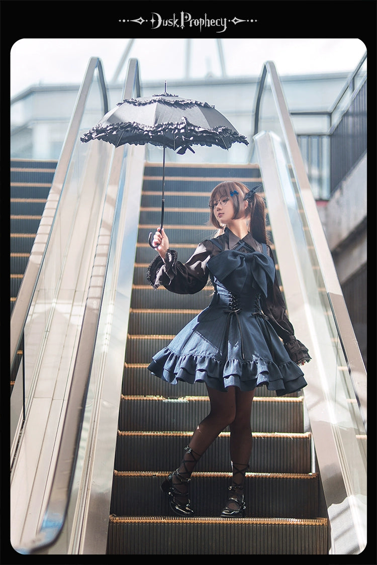 DuskProphecy - Heron - Classic Lolita Striped JSK Dress, Halter Neckline 44313:802857