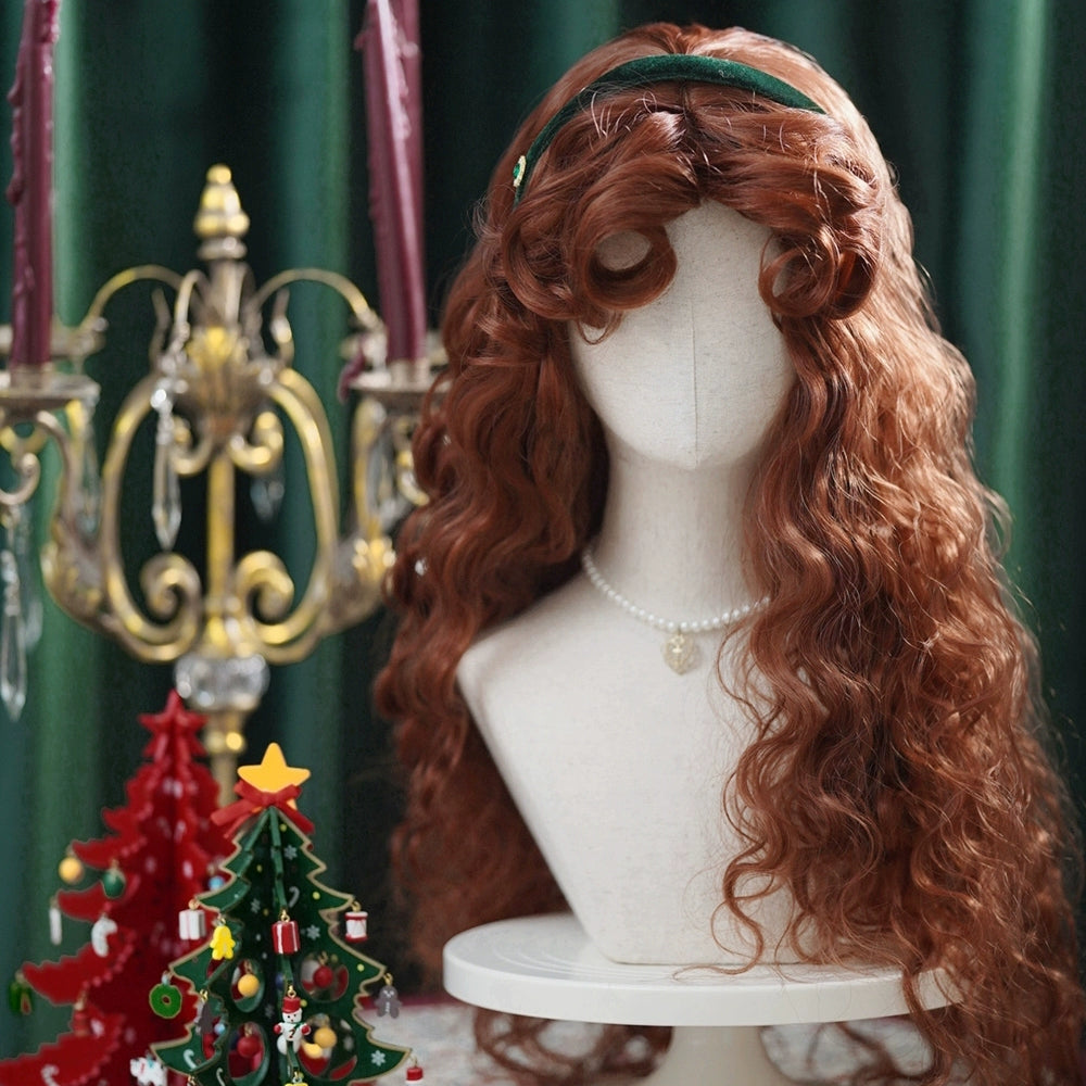 Mabuxi - Sweet Lolita Reddish Brown Wig Retro Fluffy Curly Hair Styling