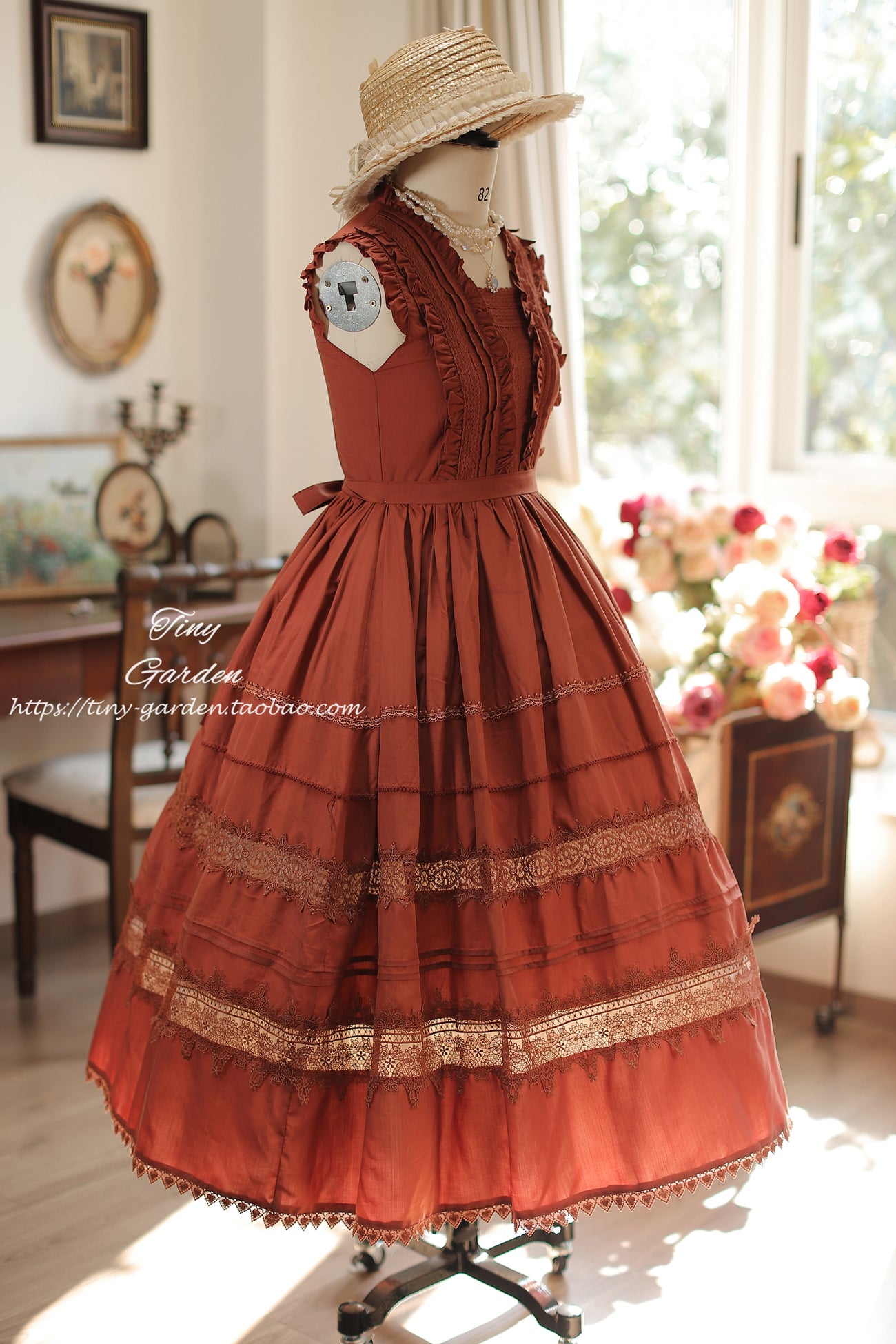 Tiny Garden~Spring Whisper~Solid Color Classic Lolita JSK Dress with Tulle Apron 42655:748137