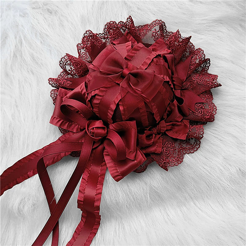 Youge Original Accessory - Gothic Lolita Red Top Hat, Rose & Bow 44131:796377