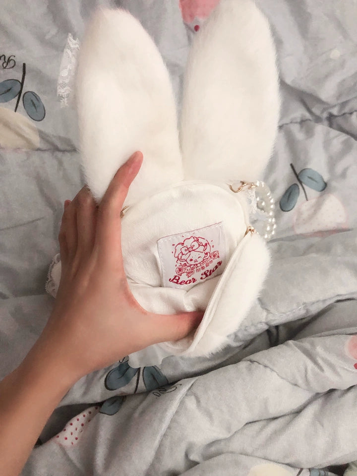 Bear Star - Posable Plush Bunny Lolita Bag, Detachable Pearl Chains
