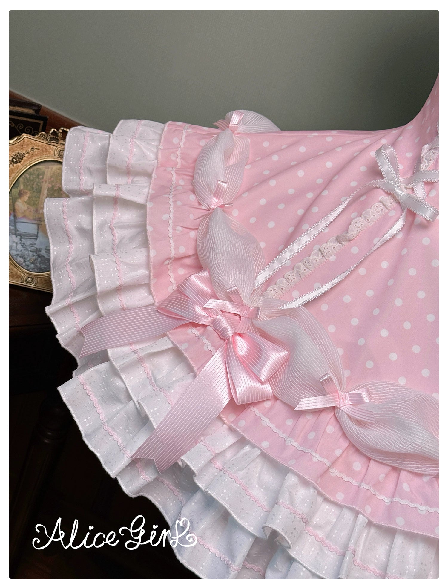 Old School Lolita Halter Neck OP Dress, Polka Dot Accent 43701:783530