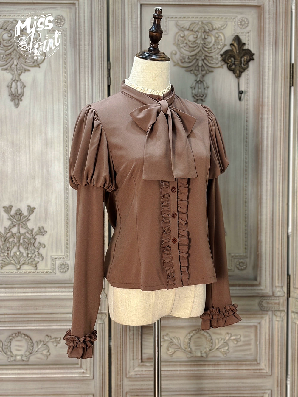 Miss Point - Classical Chocolate - Classic Lolita Blouse Customized Reteo Lolita Shirt Coffee blouse only XS