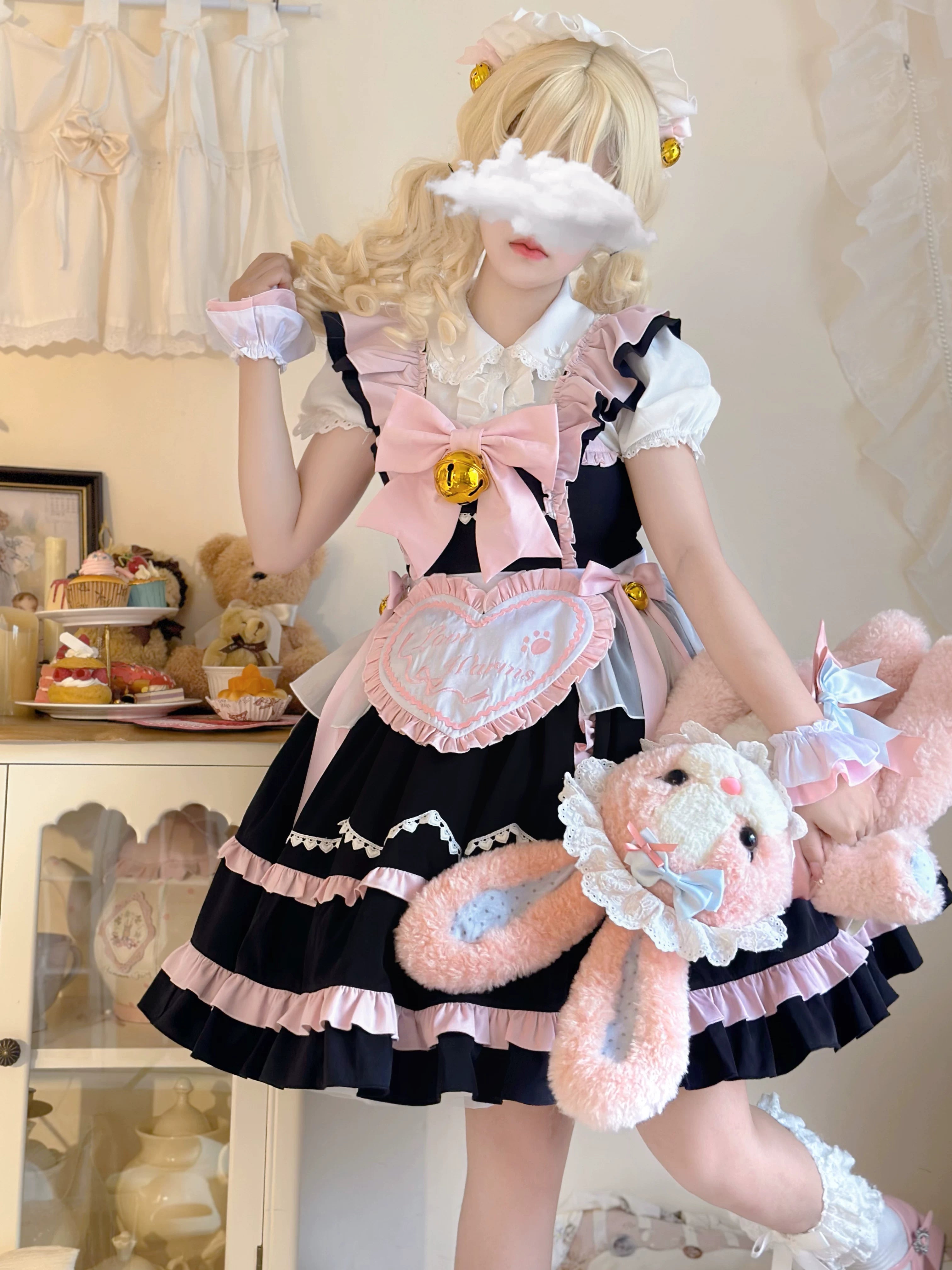 Sweetheart Chef - Sweet Lolita JSK Dress, Bell & Detachable Heart-shaped Apron