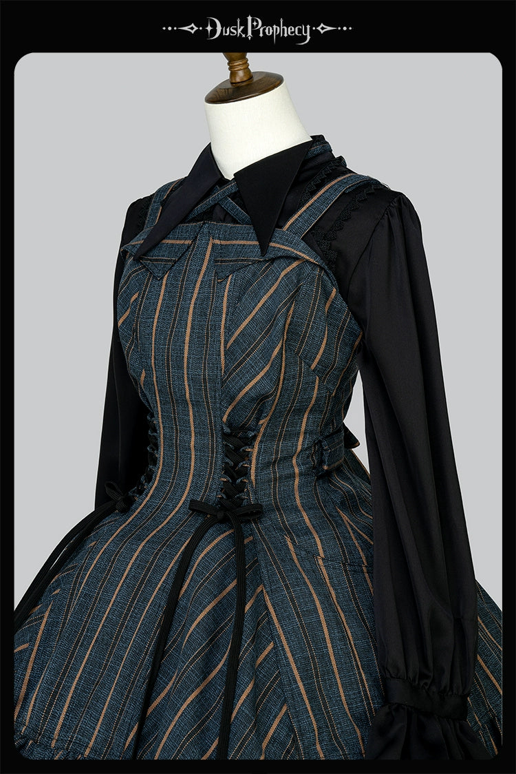 DuskProphecy - Heron - Classic Lolita Striped JSK Dress, Halter Neckline 44313:802925