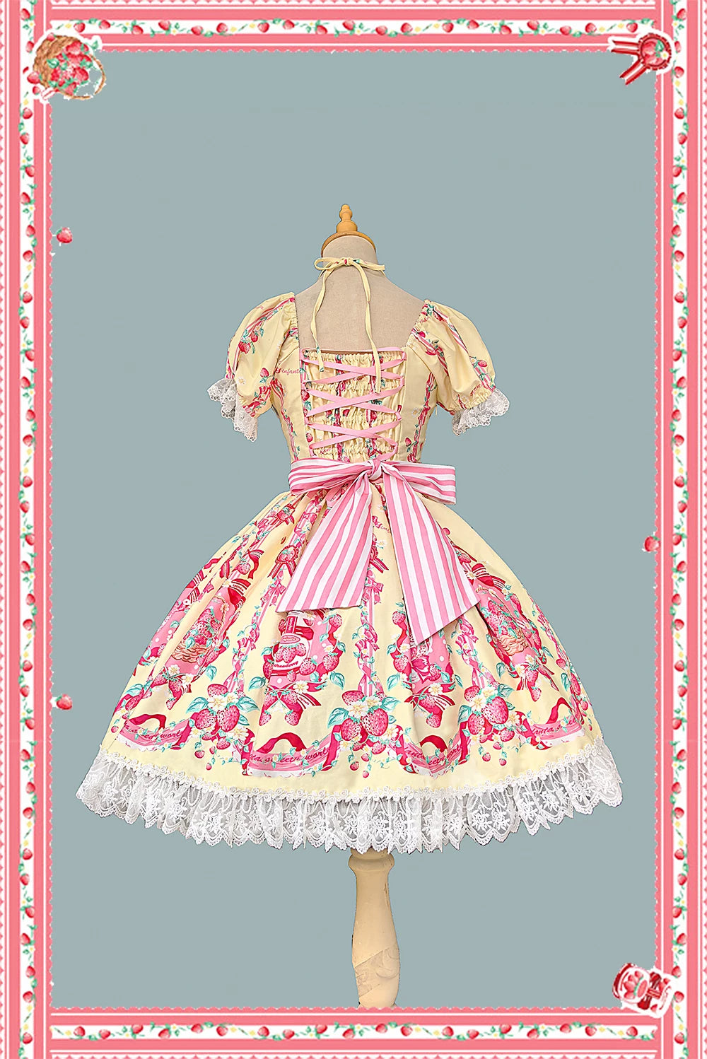 Strawberry Chef - Printed Old School Lolita Dress, Detachable Bows 44505:810378