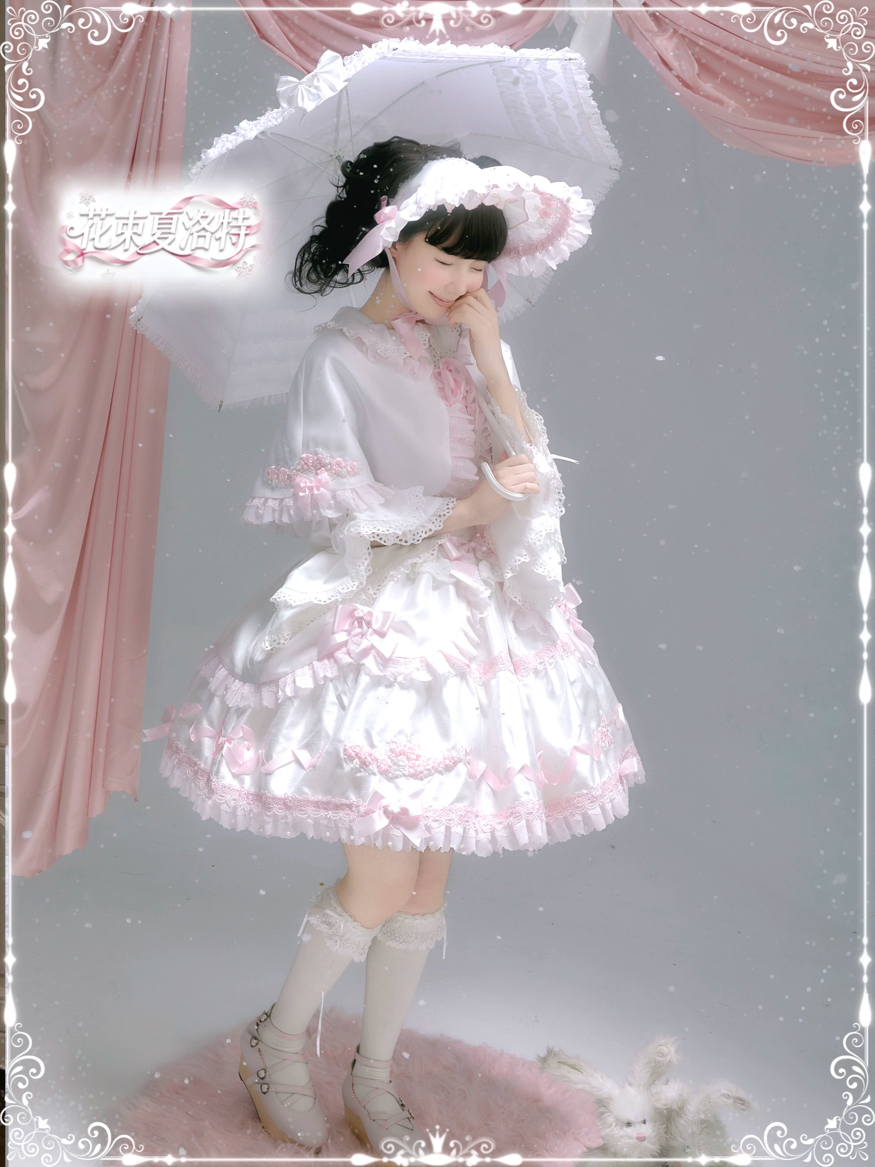 Charlotte Bouquet - Old School Lolita JSK Set, Embroidery & Bows 45093:835342