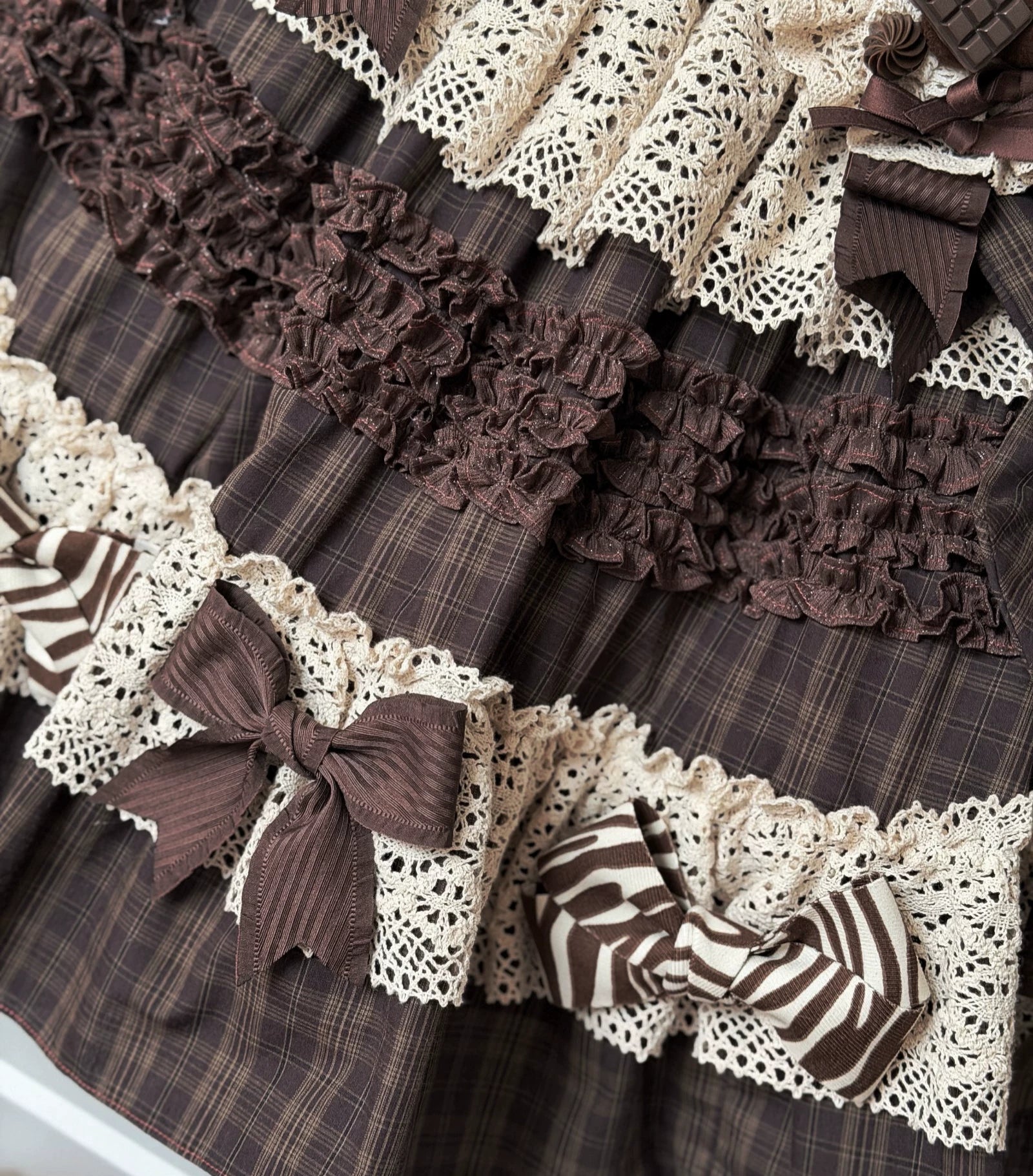 Coco Grace - Plaid Kawaii Lolita JSK Dress, Layered Ruffle & Bow