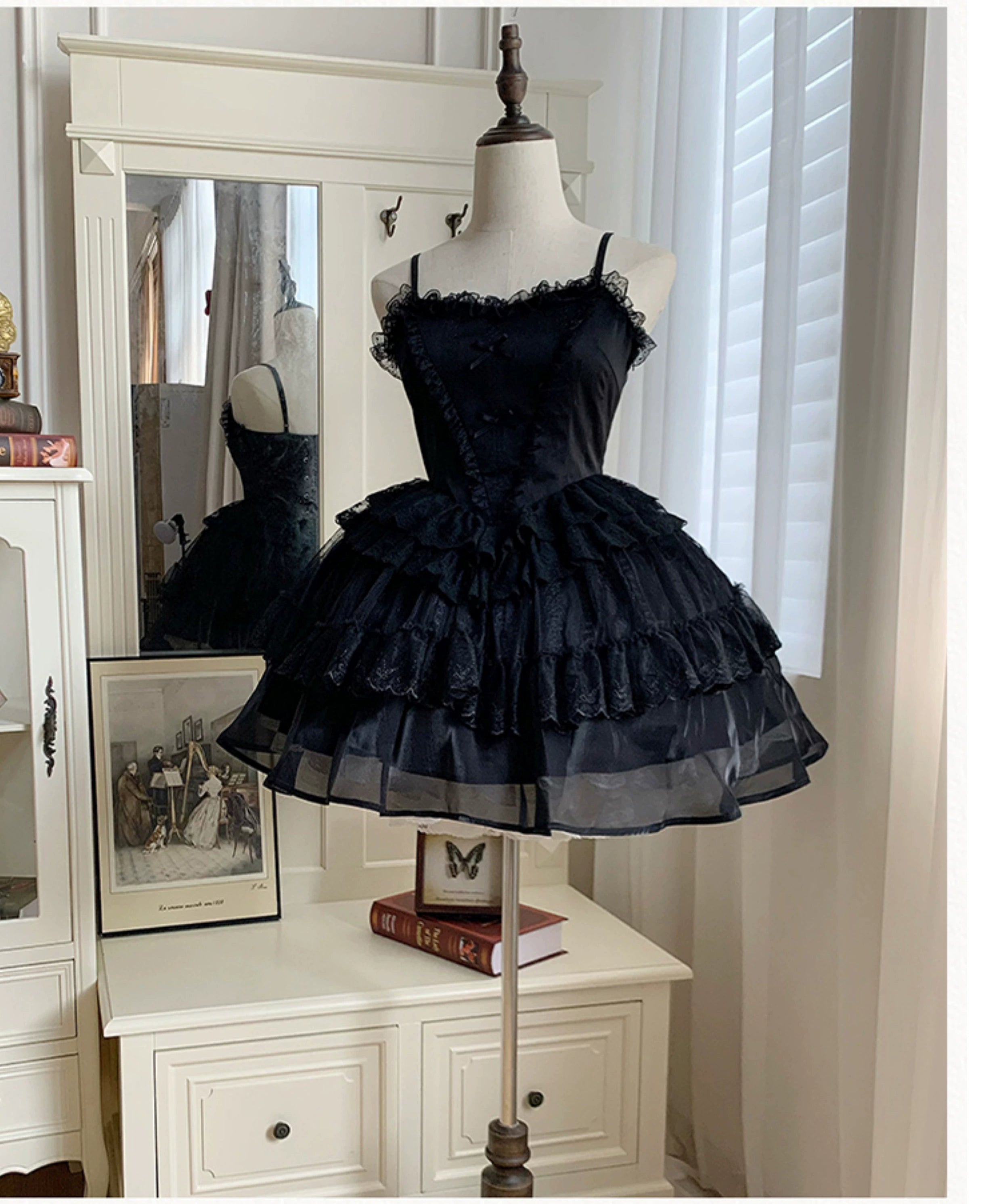 With PUJI - Ivory Tower Enhance - Elegant Lolita JSK Dress Tiered Drawstring OP 38798:601644