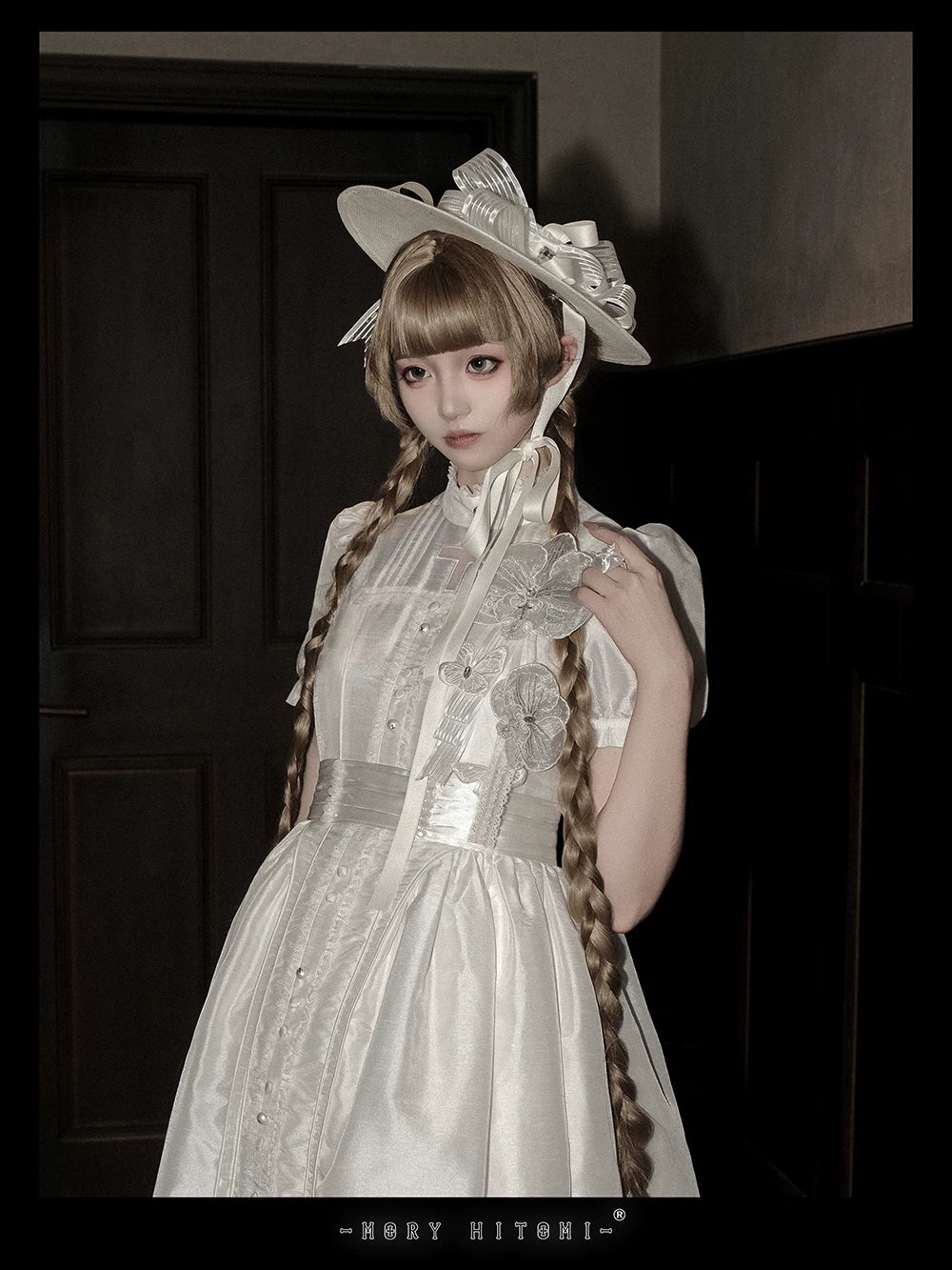 Ghost Orchid - Gothic Lolita OP Dress, Embroidered Cross 45137:835514
