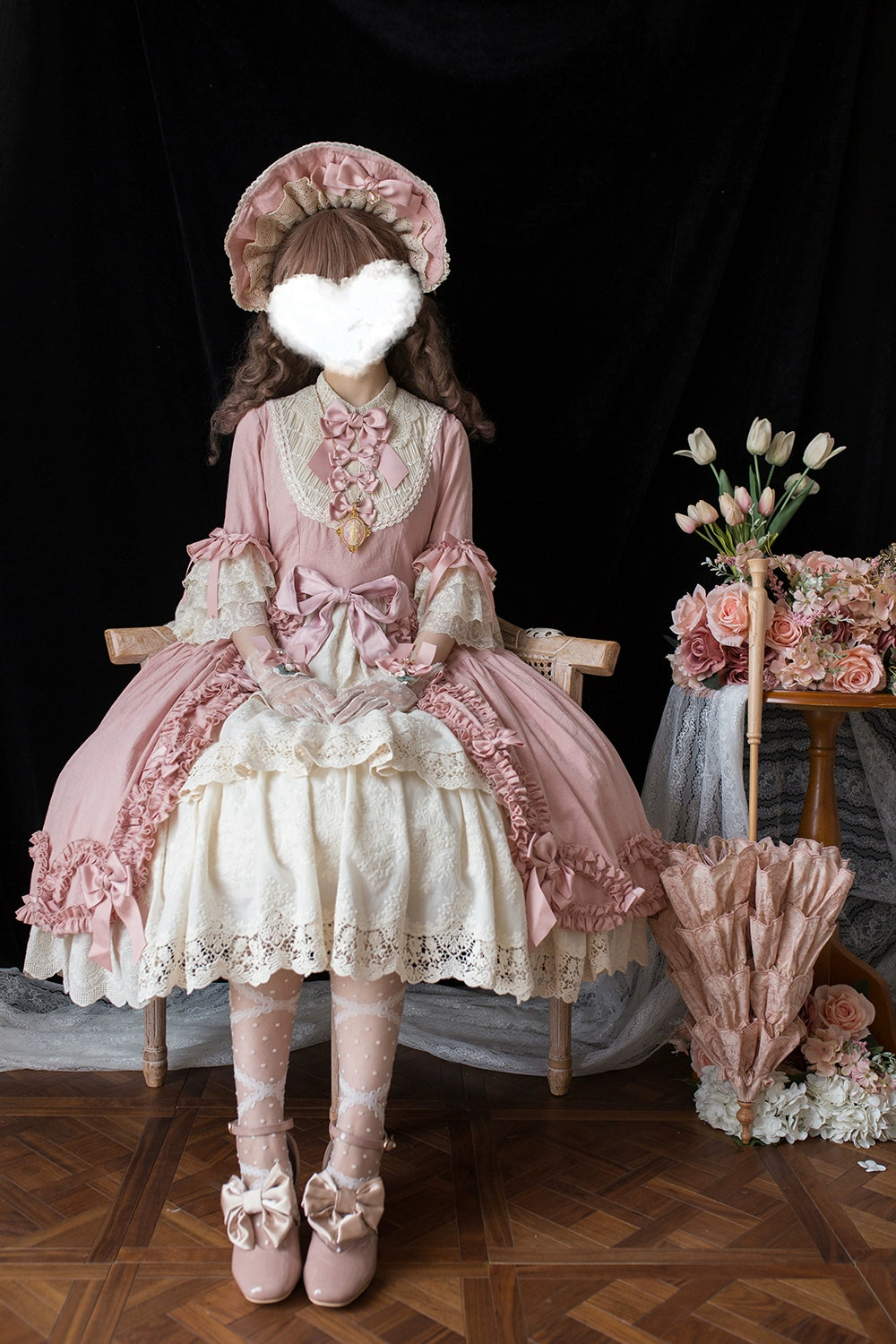 Miss Point~Lilyka Garden~Classic Lolita OP Dress Set Elegant Floral Wall Princess Sleeve 38832:606366