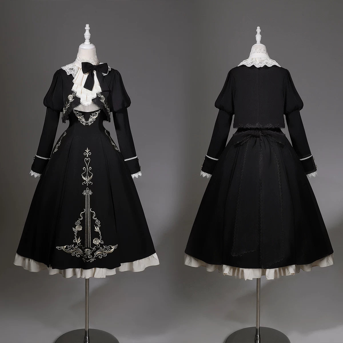 Violin Variations - Gothic Lolita Bust-supporting Dress Set, Violin Embroidery