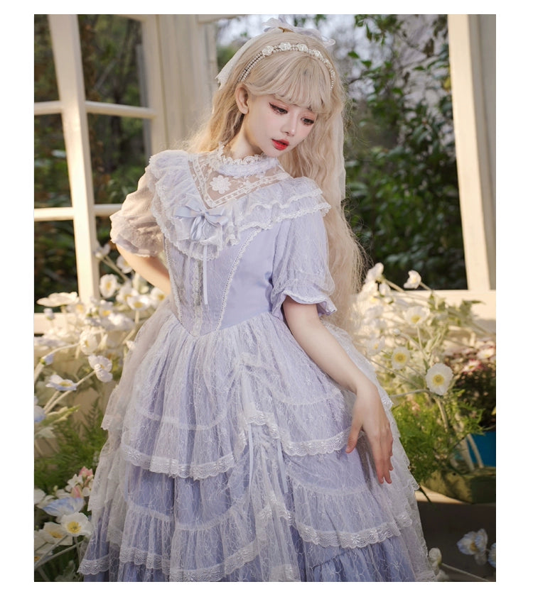 Eieyomi - Iris Love - Classic Lolita OP Princess Lolita Puff Dress and Veil
