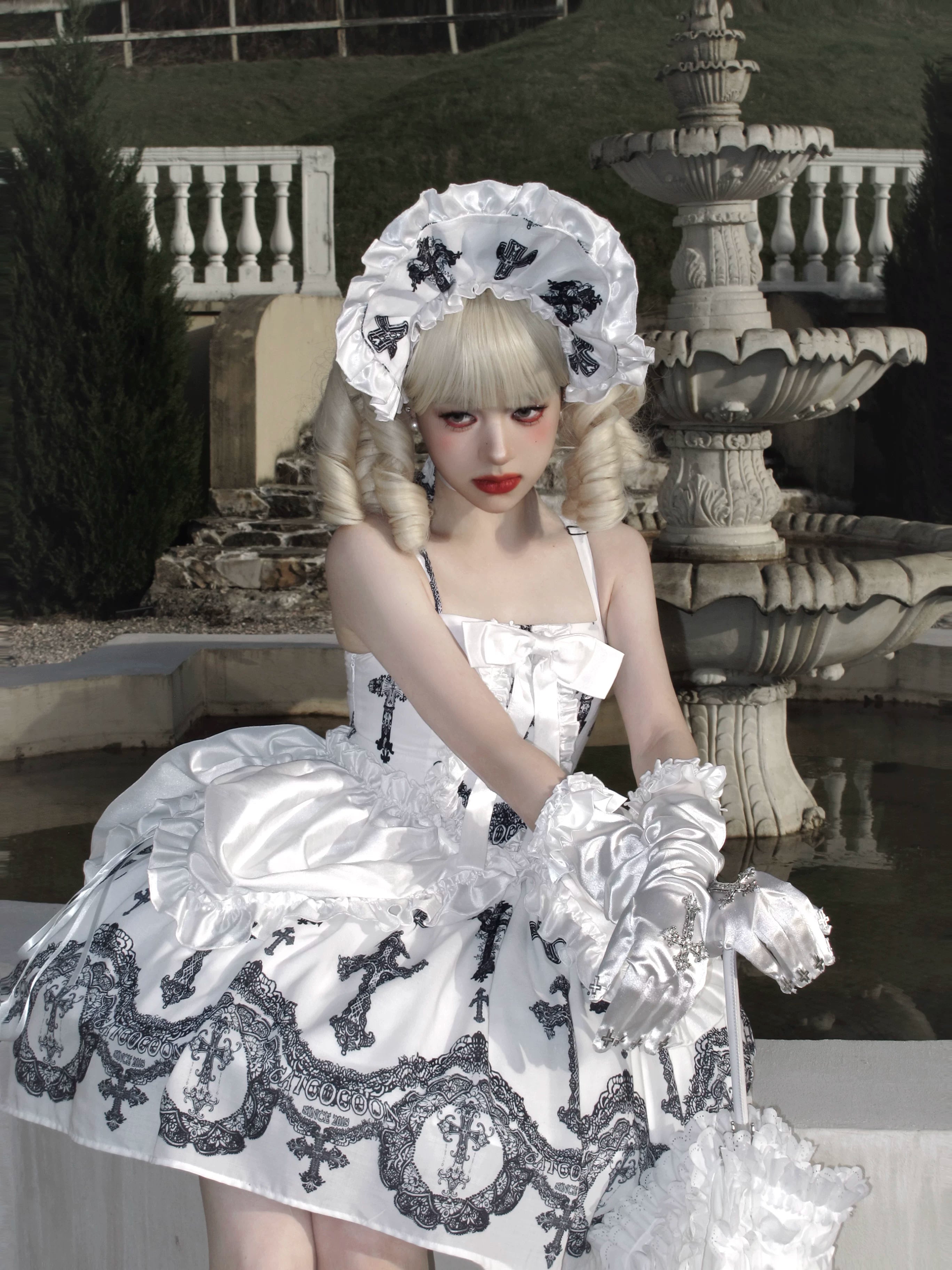 Lace Cross - Gothic Lolita BNT, 3D Cross Decorated Gloves 44544:812039