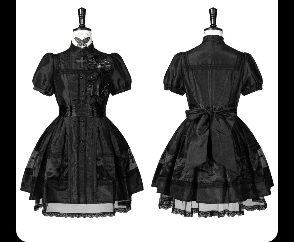 Ghost Orchid - Gothic Lolita OP Dress, Embroidered Cross 45137:835477